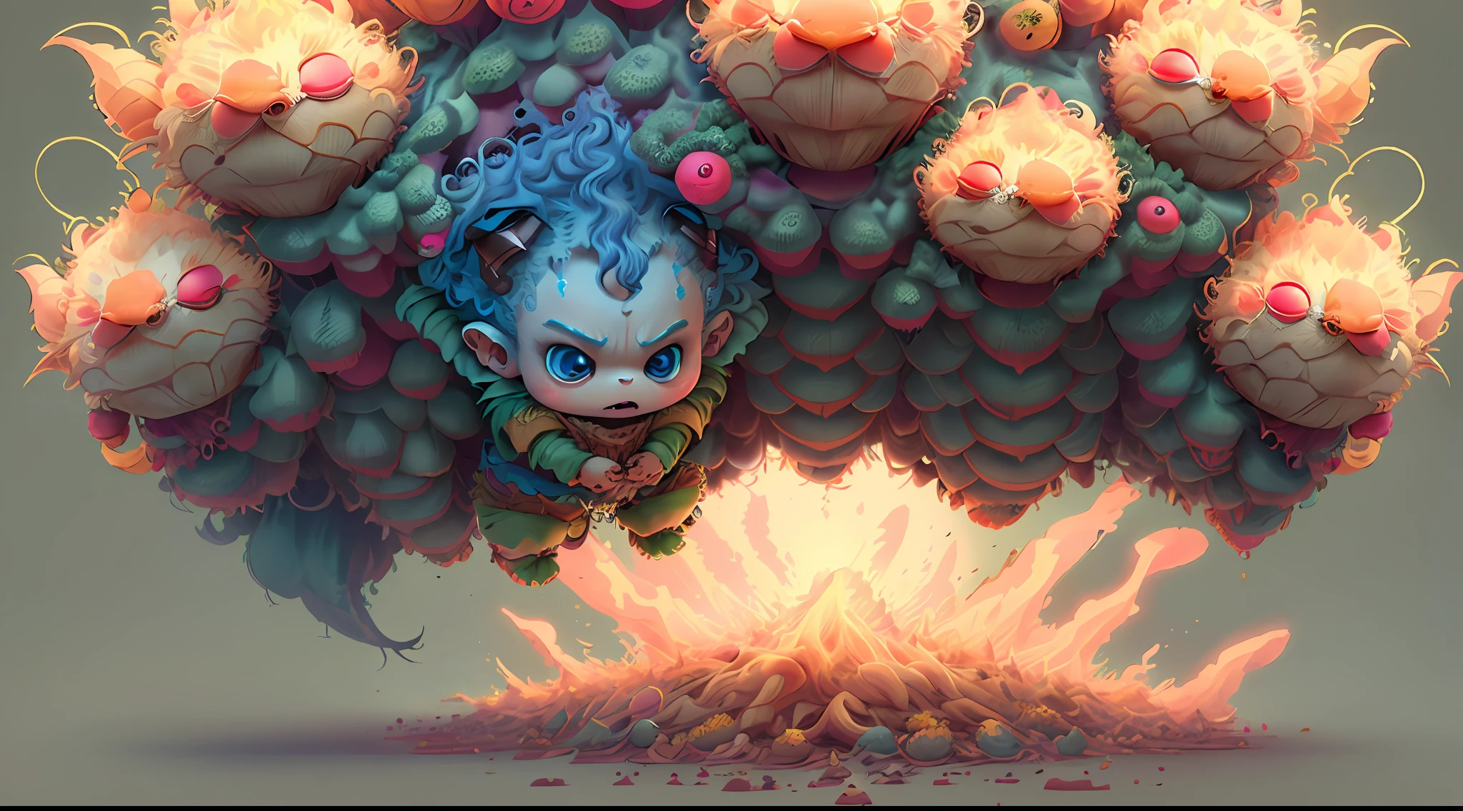 (extremely cute and delicate CG illustration, ultra-detailed and ultra-high quality), best illumination, best shadow, an extremely cute and adorable cu73cre4ture (agama), with big round eyes and a small cute mouth, small horns on its head, vibrant and vivid colors, dynamic angle, dynamic pose, floating, in a magical and enchanting place, with lush vegetation and vibrant flowers.