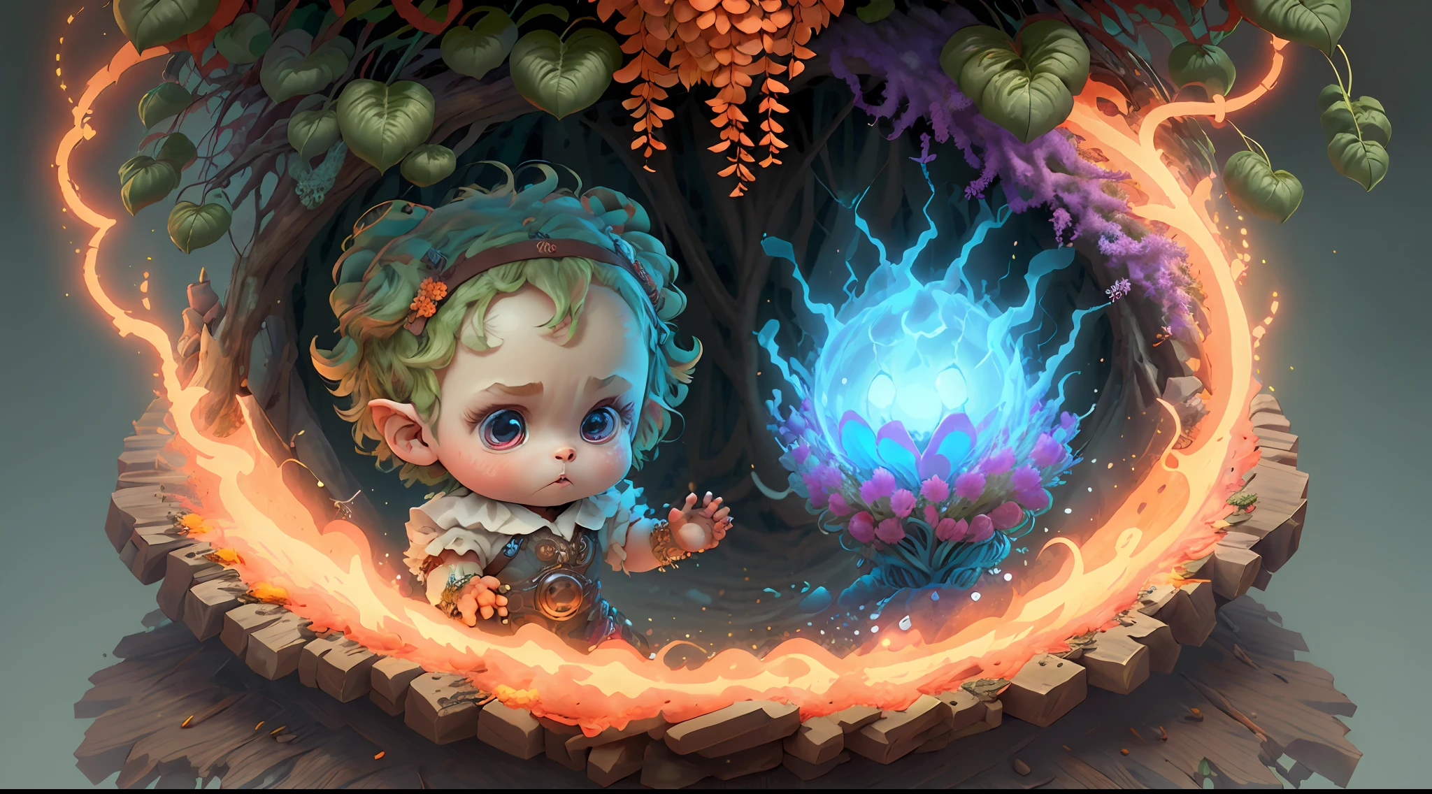 (extremely cute and delicate CG illustration, ultra-detailed and ultra-high quality), best illumination, best shadow, an extremely cute and adorable cu73cre4ture (agama), with big round eyes and a small cute mouth, small horns on its head, vibrant and vivid colors, dynamic angle, dynamic pose, floating, in a magical and enchanting place, with lush vegetation and vibrant flowers.