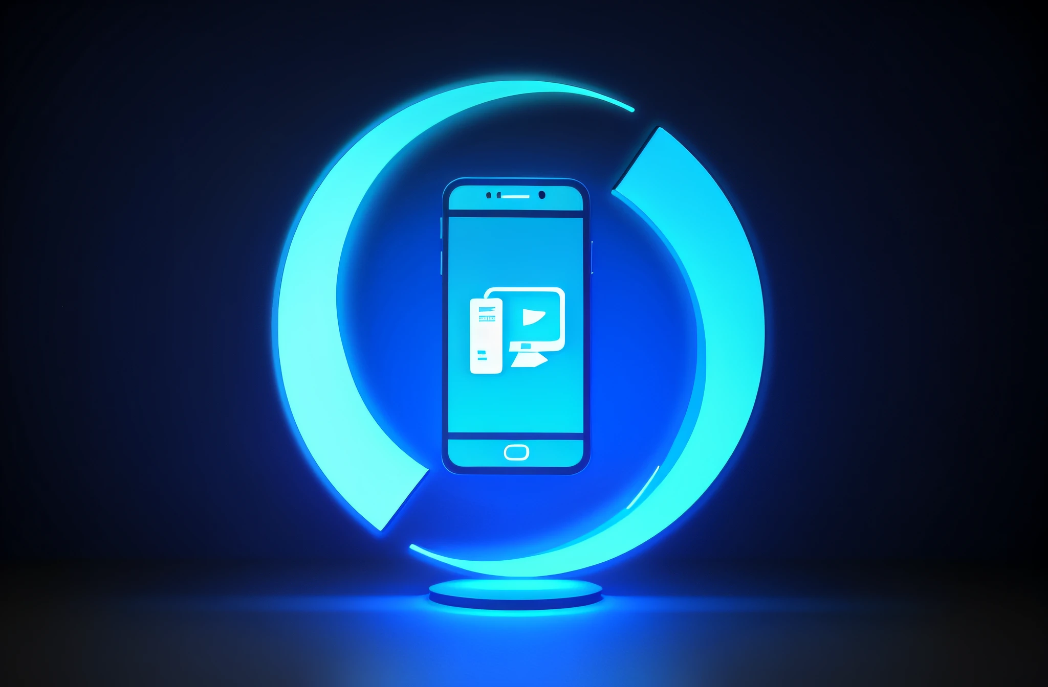 arafed image of a cell phone charging in a charging station, corporate phone app icon, infographics. logo. blue, mobile app, ios app icon, portal 3, portal, ad image, ios icon, full device, avatar image, blue circular hologram, smartphone, phone photo, cell phone photo, icon, app icon, iphone, mobile, phone, device