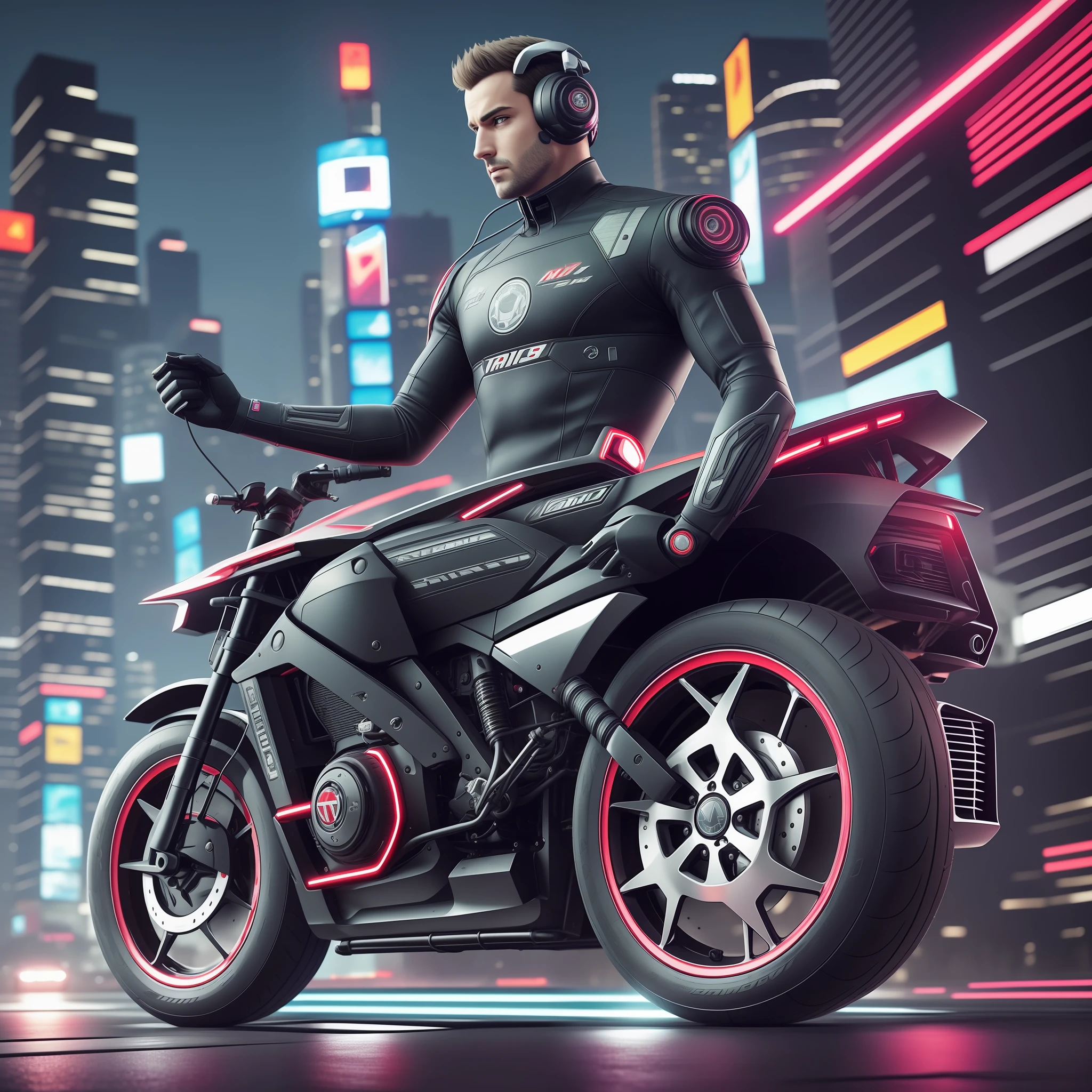 man drive car cyberpunk realistic 4k --auto --s2