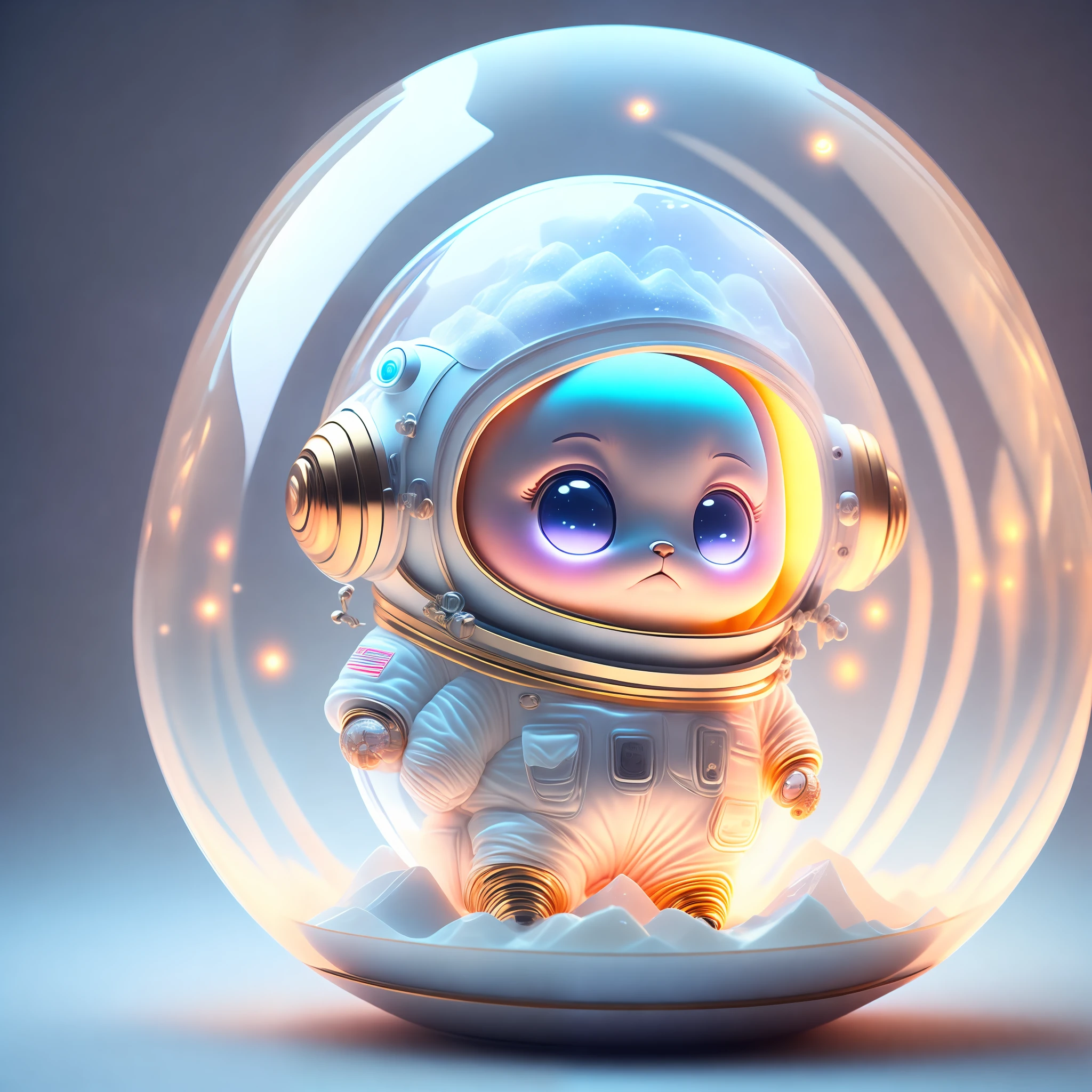 An adorable cute astronaut inside a crystal egg with low polmento eye highly detailed intricate concept art trend artstation 8k