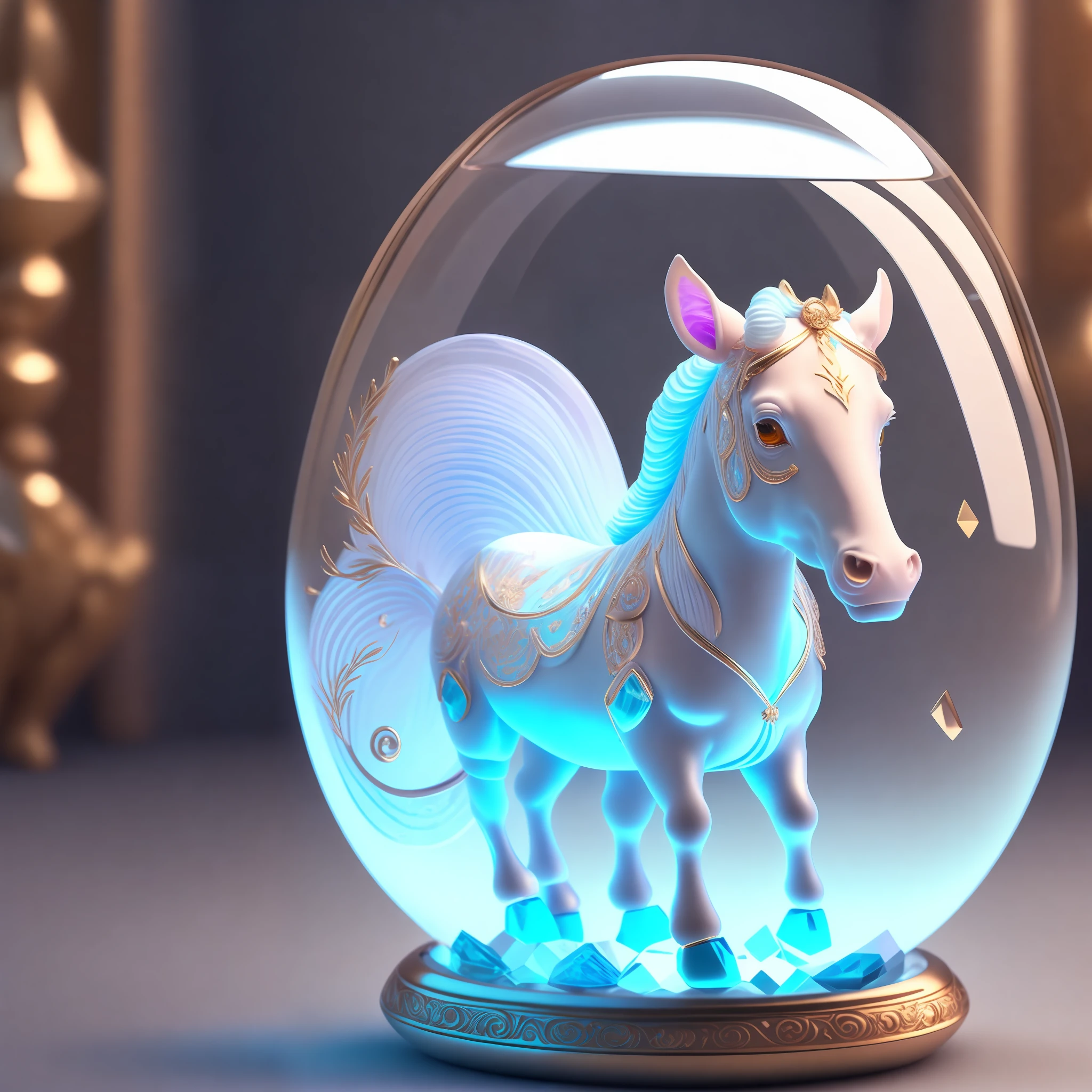An adorable cute centaur inside a crystal egg with low polishing eye highly detailed intricate concept art trend artstation 8k