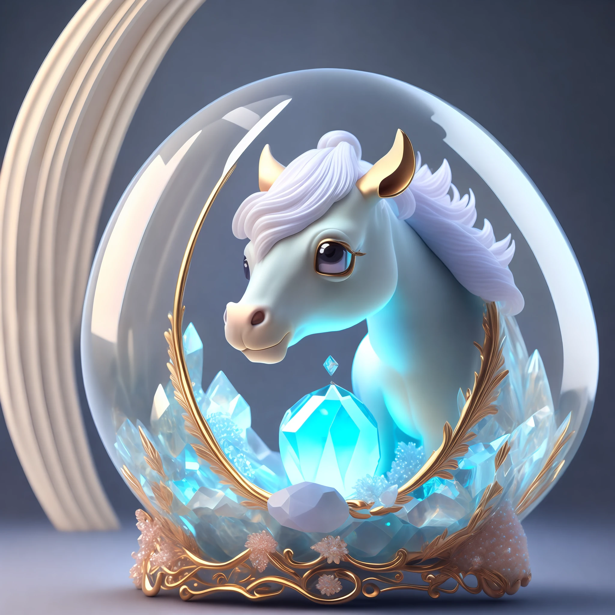 An adorable cute centaur inside a crystal egg with low polishing eye highly detailed intricate concept art trend artstation 8k