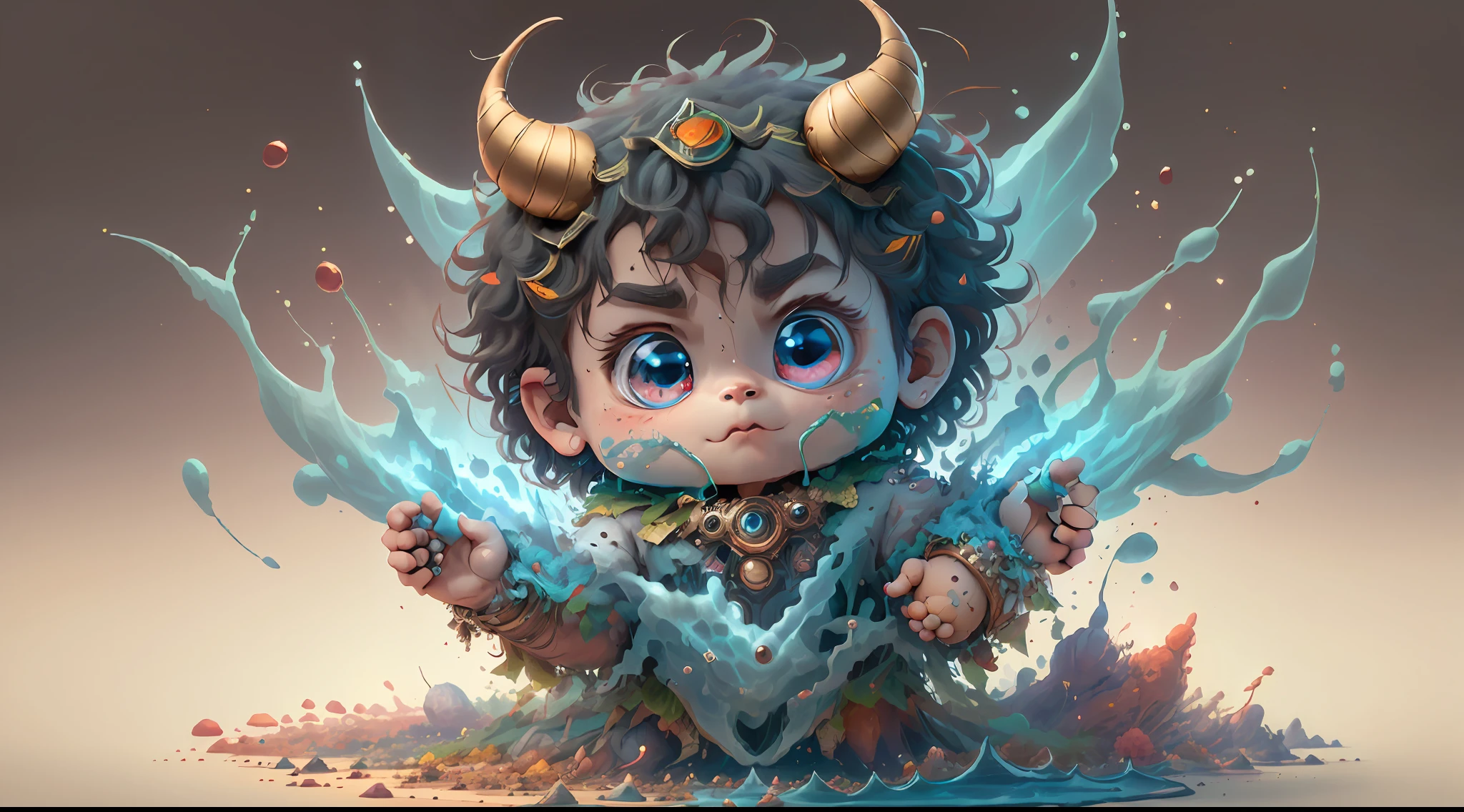 (extremely cute and delicate CG illustration, ultra-detailed and ultra-high quality), best illumination, best shadow, an extremely cute and adorable cu73cre4ture (agama), with big round eyes and a small cute mouth, small horns on its head, vibrant and vivid colors, dynamic angle, dynamic pose, floating, in a magical and enchanting place, with lush vegetation and vibrant flowers.