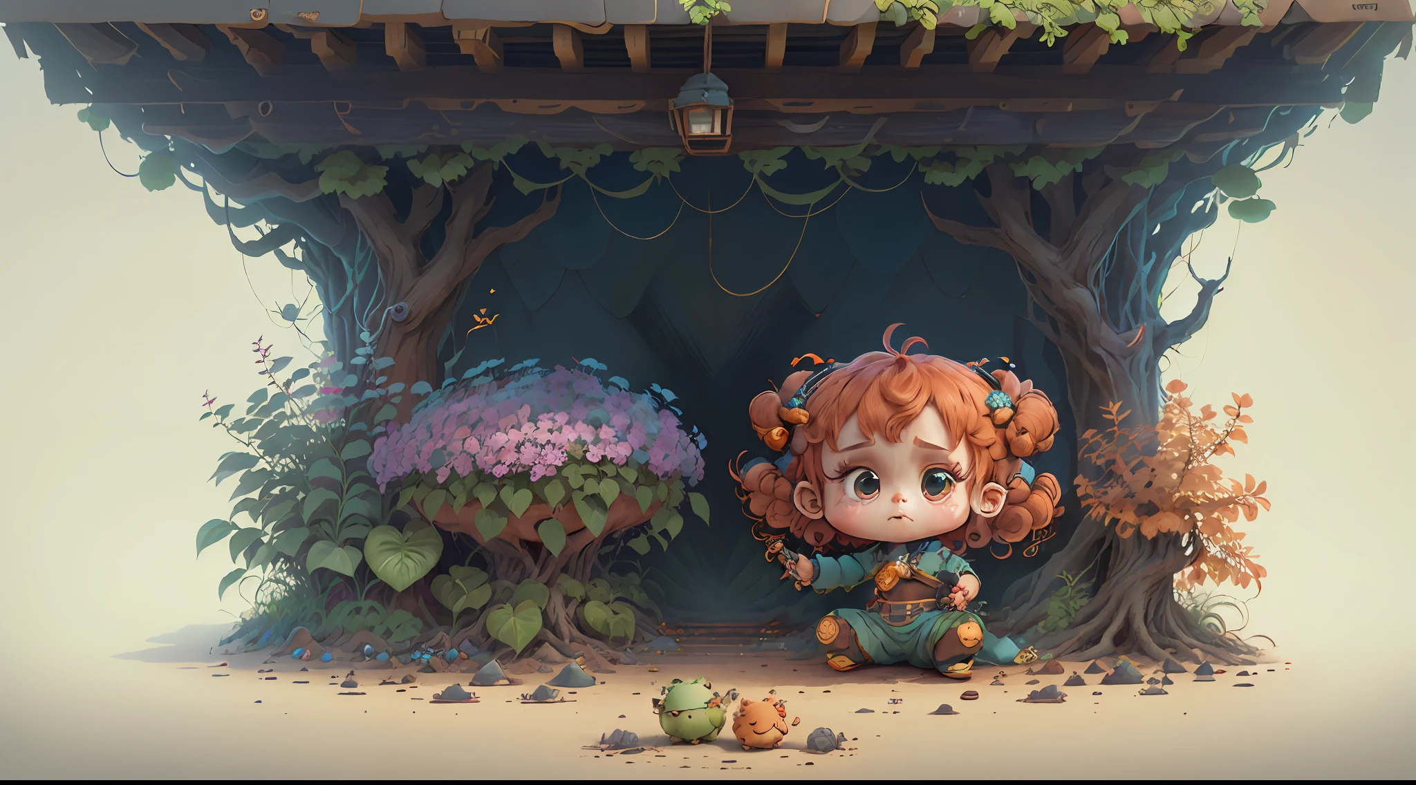 (extremely cute and delicate CG illustration, ultra-detailed and ultra-high quality), best illumination, best shadow, an extremely cute and adorable cu73cre4ture (agama), with big round eyes and a small cute mouth, small horns on its head, vibrant and vivid colors, dynamic angle, dynamic pose, floating, in a magical and enchanting place, with lush vegetation and vibrant flowers.