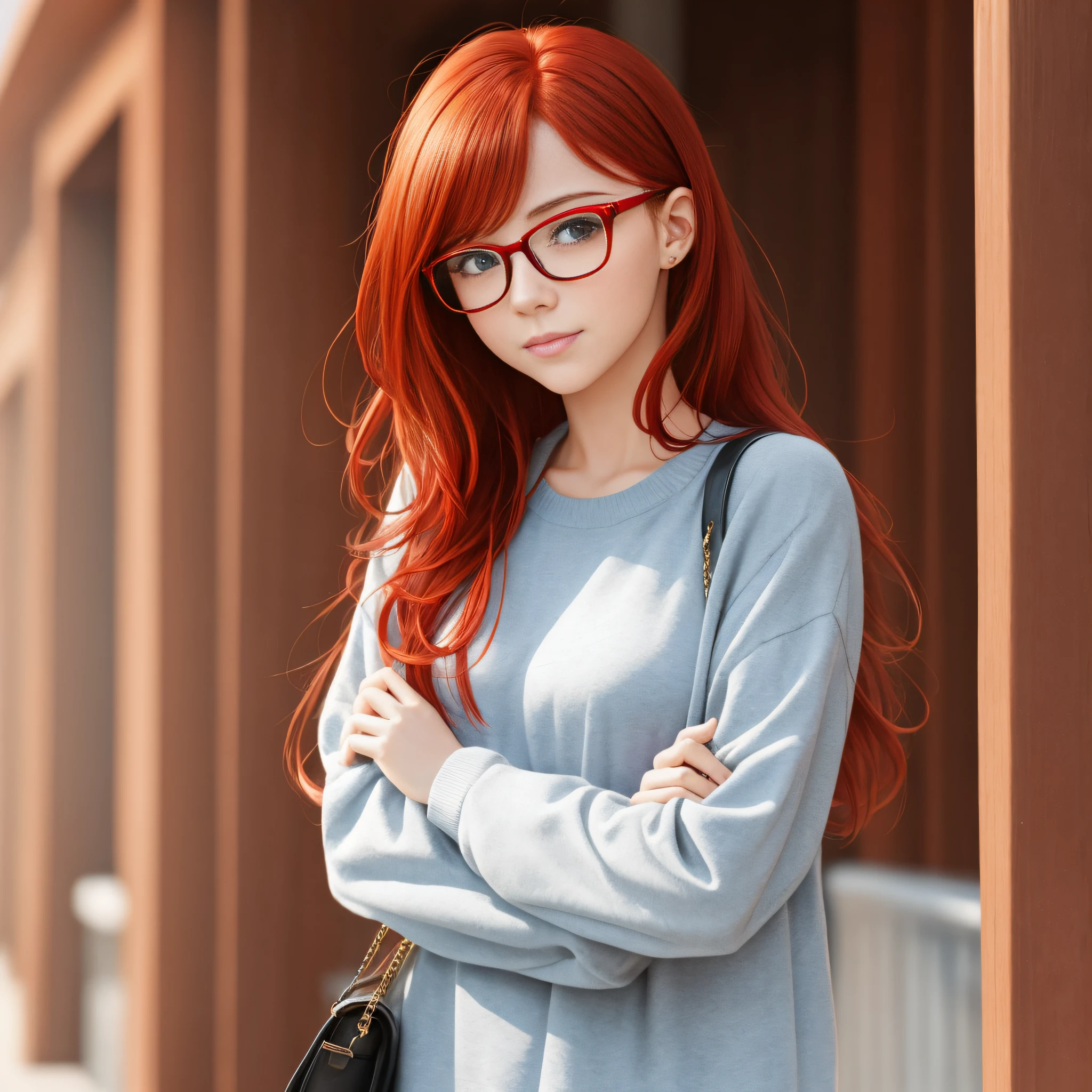 Red-haired girl wearing glasses