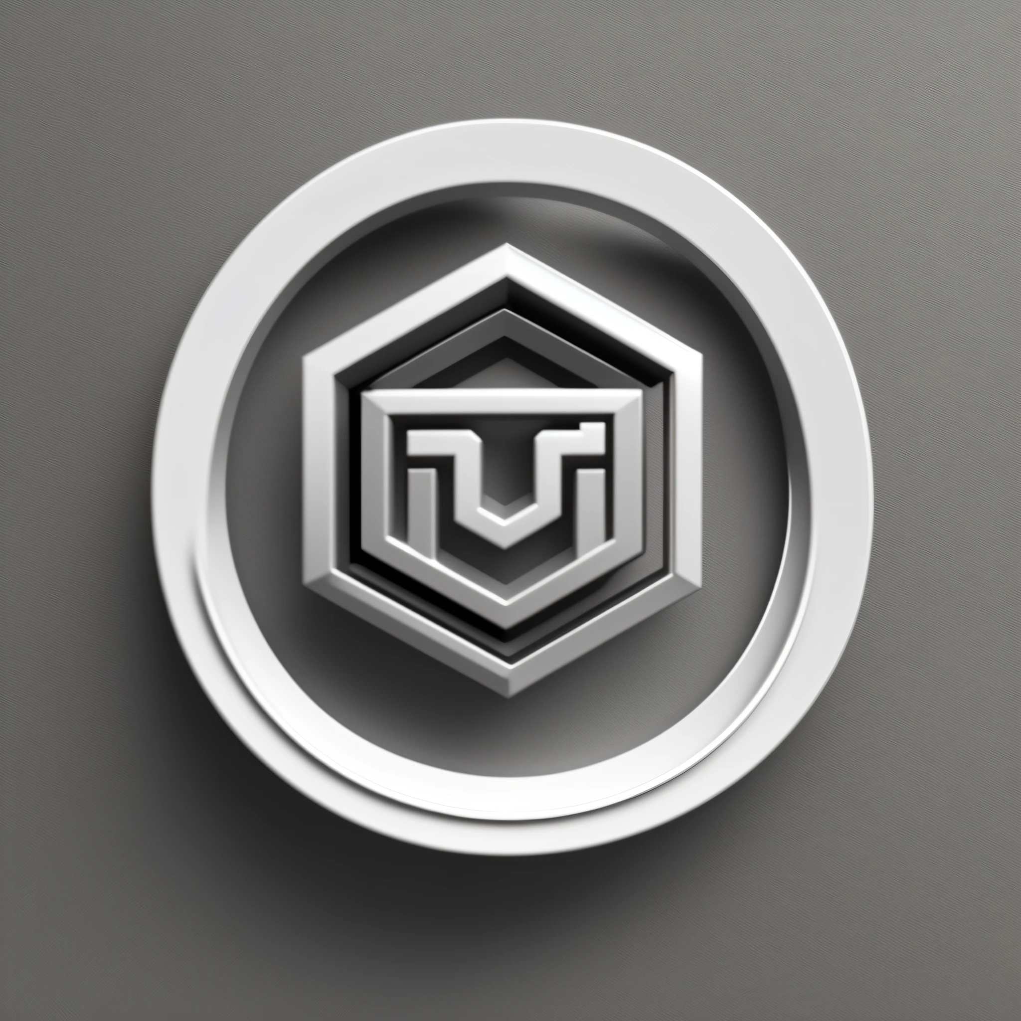 a close up of a metal object with a hexagon logo, 3 d logo, 3 d icon for mobile game, rendered in keyshot, twinmotion render, geometric 3 d render, geometric 3d render, stylized cyberpunk minotaur logo, depicted as a 3 d render, rendered in cinema 4 d, rendered in cinema4d, icon for an ai app, add the text write with fonts 3D with o text "Tudo em 3D"
