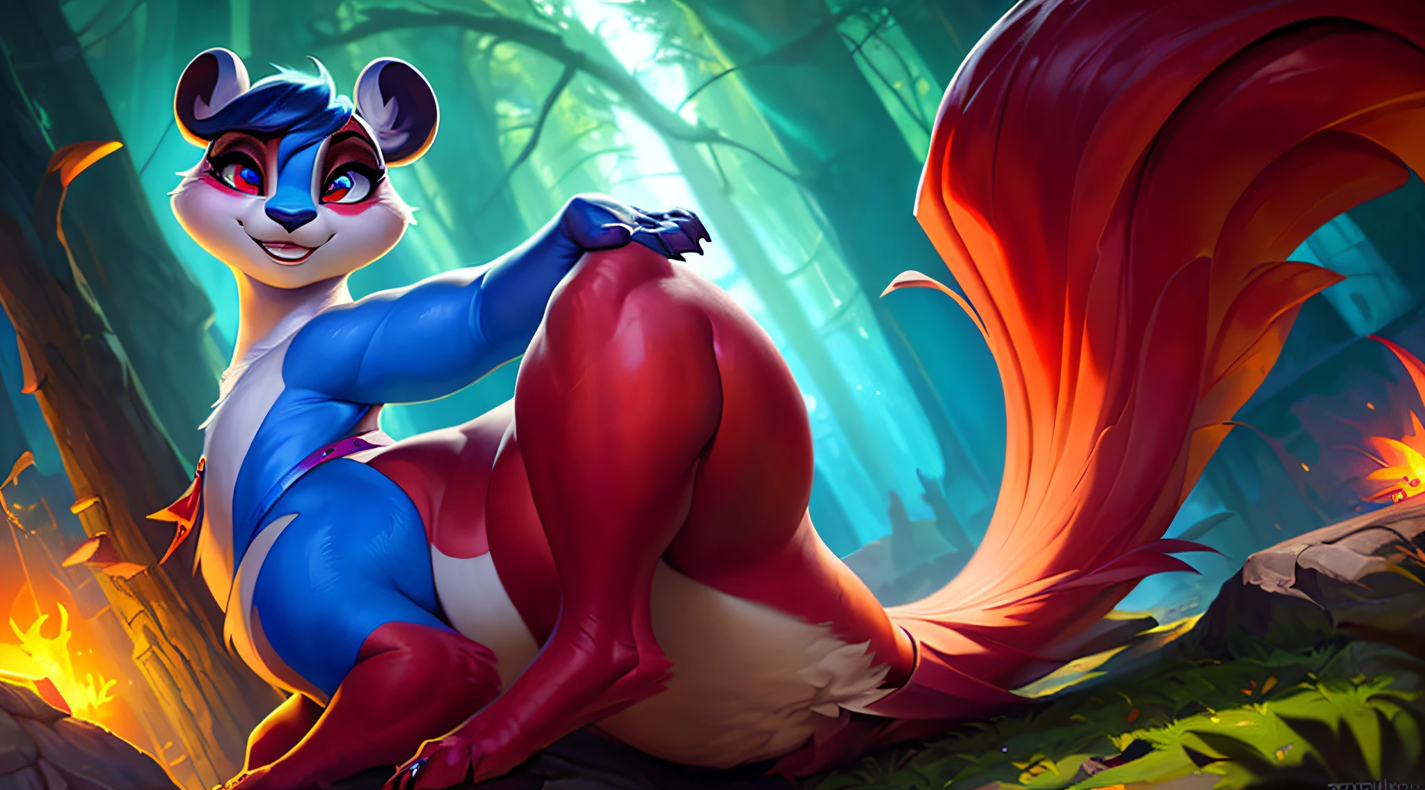 subido el e621, por Pixelsketcher, por Bayard Wu, por Thomas Benjamin Kennington , por Einshelm, solo (((salvaje))), panda rojo (taur) con (cola esponjosa) y ((ojos azul marino claro)), ((retrato)), (detailed Bonifasko lighting), (piel detallada), (Cinematic lighting), (fondo detallado)), [rayo crepuscular], [luz ambiental detallada], [luz ambiental en el vientre], (mayor detalle salvaje de vida silvestre), [Explicit content], [Sharp focus], (contenido cuestionable),  (sombreado), ((obra maestra)), (Piel detallada), (Piel detallada), ((sonrisa seductora)), dynamic pose, ((pose seductora))