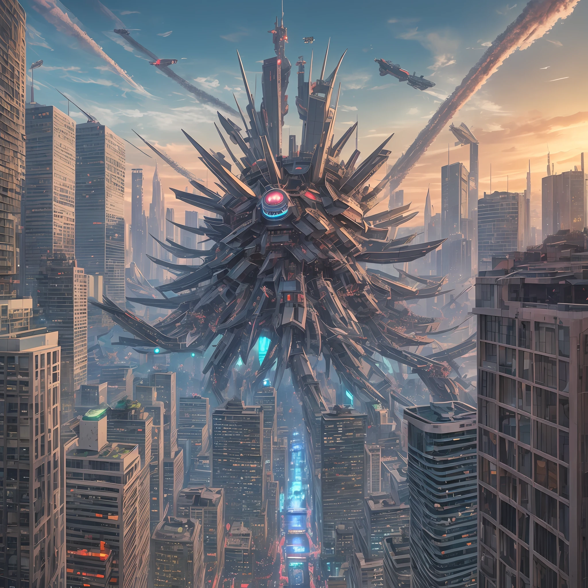 Giant robot octopus destroying a city --auto --s2