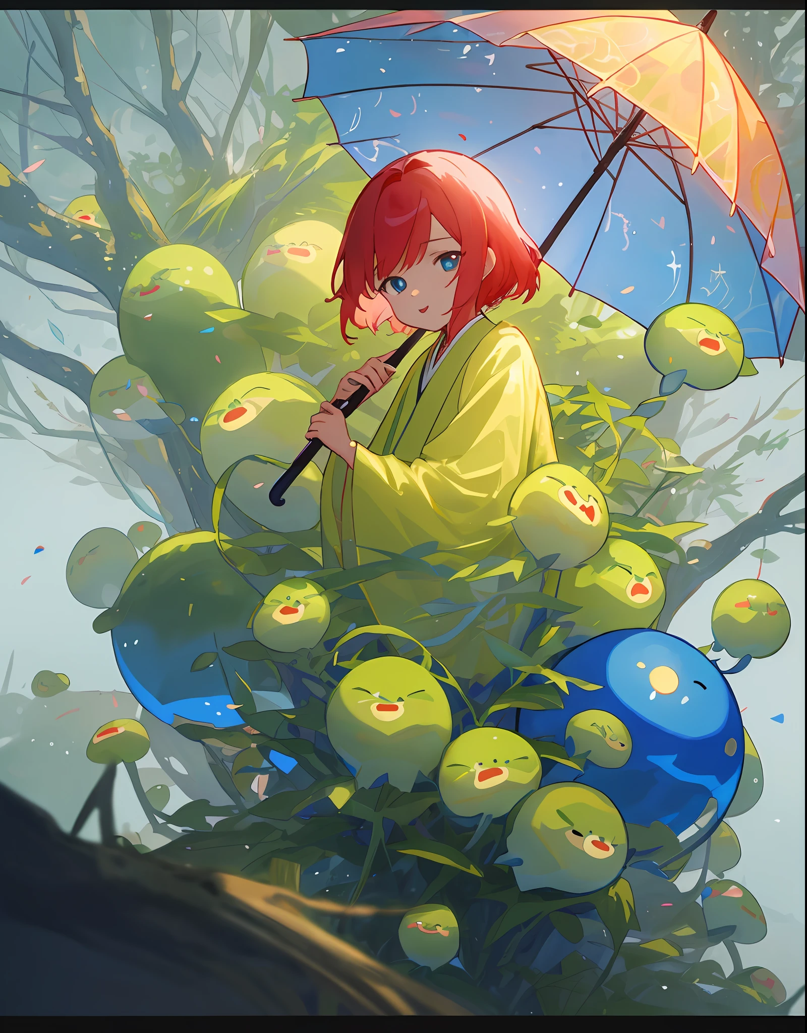 Upper body portrait、Big eyes、droopng eyes、bright expression、Height 165 cm、Scale 1/20, Celthephane Light and Shadow、Illustration using the Octane renderer、Children's-themed anime-style illustrations featuring characters、Fantasy RPG atmosphere、Warm color scheme、Illuminated by soft、high quality image、small details、accurate depiction、Originality that attracts the attention of the audience、Impressive poses and interesting activities、Mutsuki Kon Works、Highly detailed facial detail、Unique character design、anime style boy, Medium-hair long, Cherry pink-Shocking pink-red hair color、blue eye, Not ugly face, five fingers, bilateral symmetry, skin color like marble, not ugly body, two arms, two legs, gaming clothes, gaming globe, gaming boots, caucasian, Background Long Shot, ((、、、、、anime,、,、,、,-style boy, masterpiece:1.5)), Water color ink Original illustration, story movie and motion picture, manga illustration, cutest, Adorable, detailed photo realistic, wallpaper pencil drawing, eyes with eyelashes, 8k、Giant yellow fruits、World Tree、Funashi、Lan Lanlu、chic、A butler who can't stop tongue-lashing、77777Kiribanget、Dancing Roles、Fruit wrapped in yellow transparent contour、Kowloon World Tree、Over 200 meters、The dome has reached the heavens、Worm viruses、Roots of a giant tree、Along the coastline、Big Slime、Run Debugging、Work with applications、virus、Error sound、handshake、Actual surface tension、Conflict emulators、range、Robert Robert、virtual reality、High Technology、vie for、clone、android、Blue Kowloon Star、Dome World、Slime fruit、Scatter flowers、Fruiting、Metamorphose、Green leaf liana、Countless feathers grow out of the skin、Kowloon's World Tree with Huge Yellow Fruit、Giant tree roots moving like octopus legs、Moving in the form of a sea creature、Proliferation of the roots of a giant tree that has become a worm virus、Applications that the range operates、Big slime fruit、Retention of a certain size due to actual surface tension、Consciousness trapped in the blue Kowloon Star、Connecting the Emula