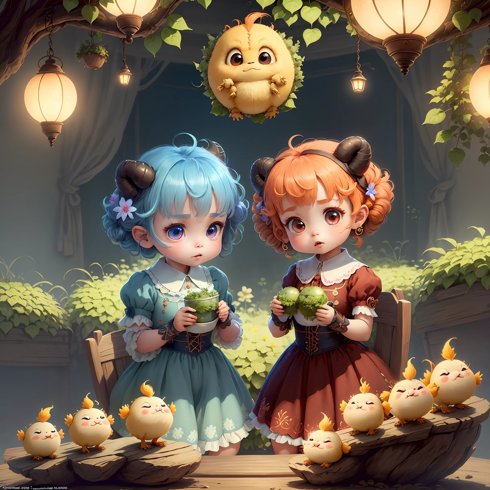 (extremely cute and delicate CG illustration, ultra-detailed and ultra-high quality), best illumination, best shadow, an extremely cute and adorable cu73cre4ture (agama), with big round eyes and a small cute mouth, small horns on its head, vibrant and vivid colors, dynamic angle, dynamic pose, floating, in a magical and enchanting place, with lush vegetation and vibrant flowers.