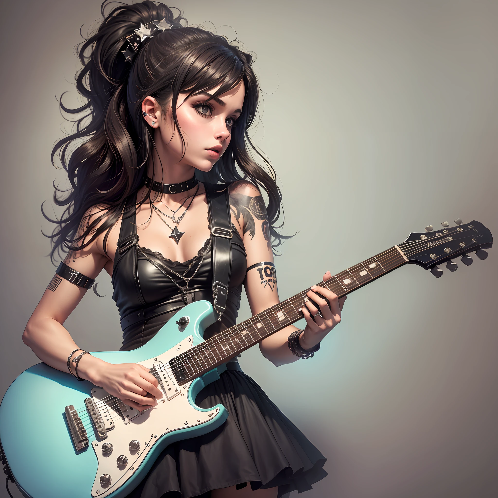rockstar girl, rock n' roll, guitar, girl, dark --auto --s2