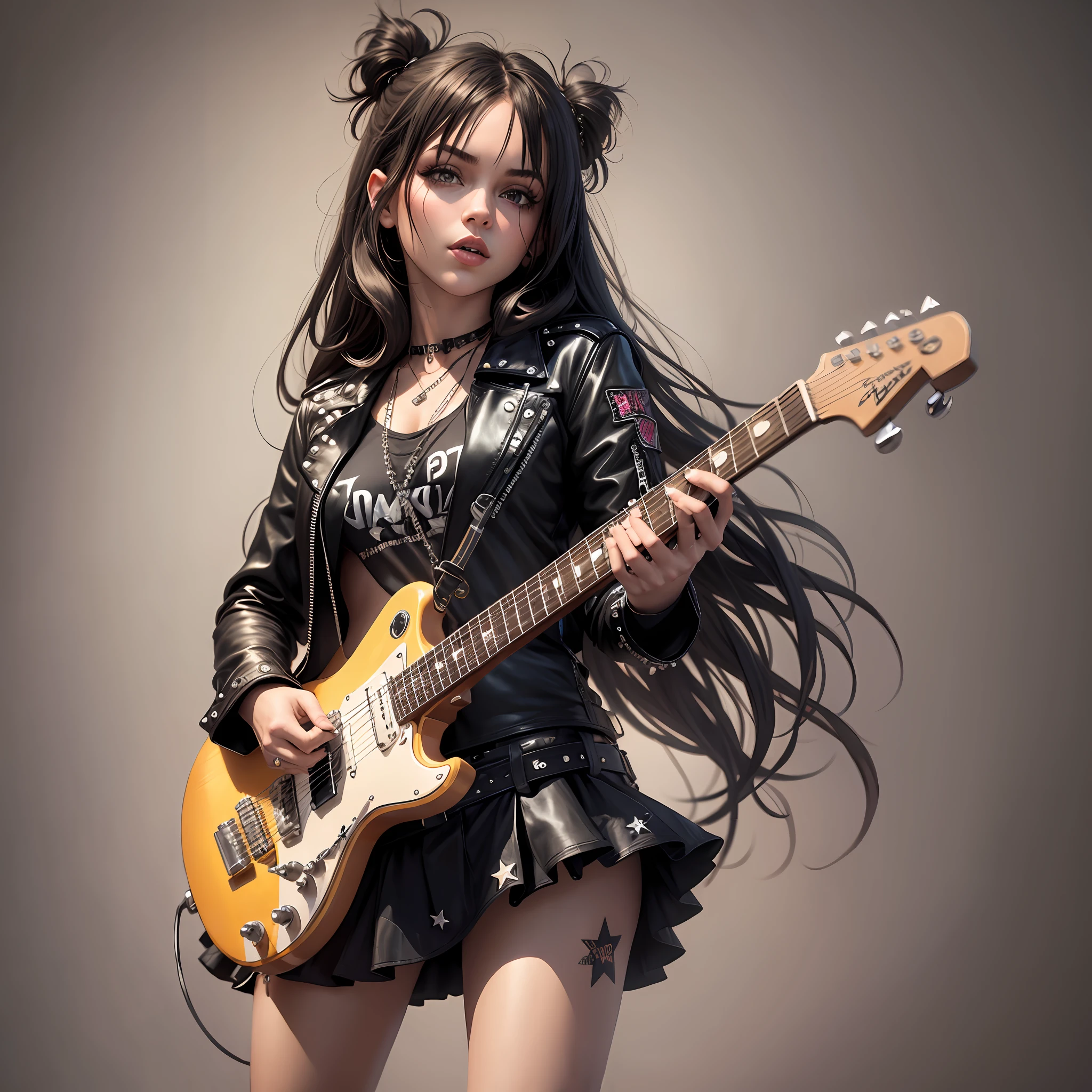 rockstar girl, rock n' roll, guitar, girl, dark --auto --s2