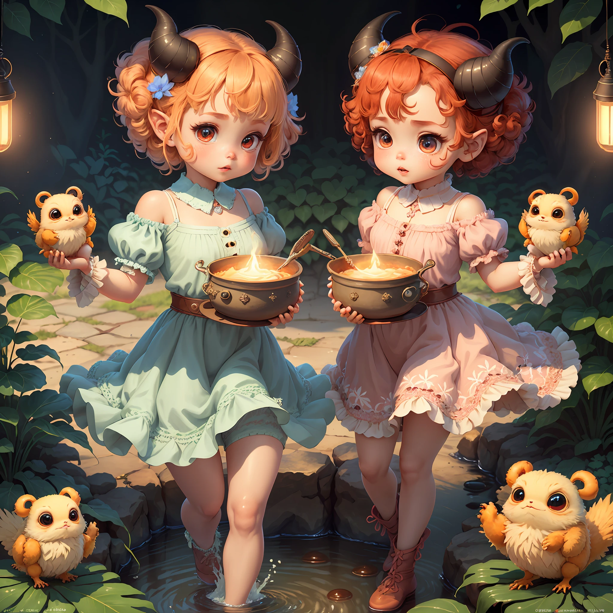 (extremely cute and delicate CG illustration, ultra-detailed and ultra-high quality), best illumination, best shadow, an extremely cute and adorable cu73cre4ture (agama), with big round eyes and a small cute mouth, small horns on its head, vibrant and vivid colors, dynamic angle, dynamic pose, floating, in a magical and enchanting place, with lush vegetation and vibrant flowers.