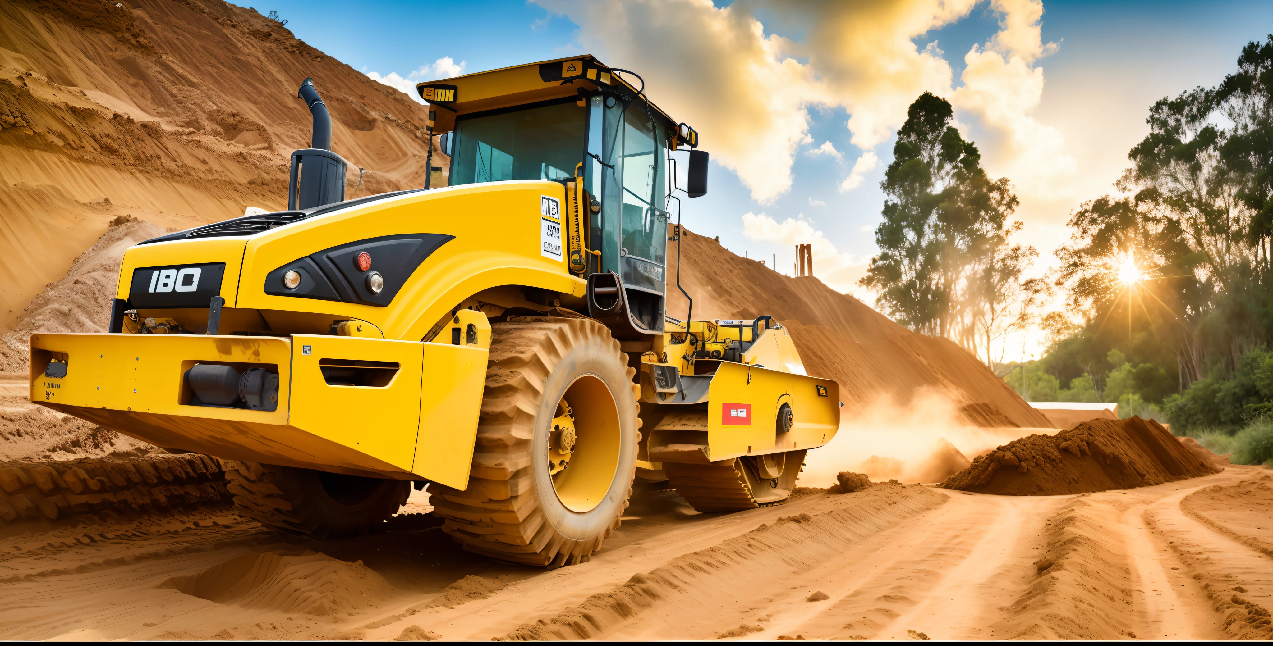 a close up of a yellow construction vehicle on a dirt road, maquinas pesadas, massive construction machines, ground-quebra, Jcb, digging, construction, trabalhando duro, mining, foto retrato, Retrato de um grande, imagem de alta qualidade", advertising photo, foto do instagram, inovador, Simon Hollósy, demolition, fotografia - shot, cascalhos ao redor, Martelo grande