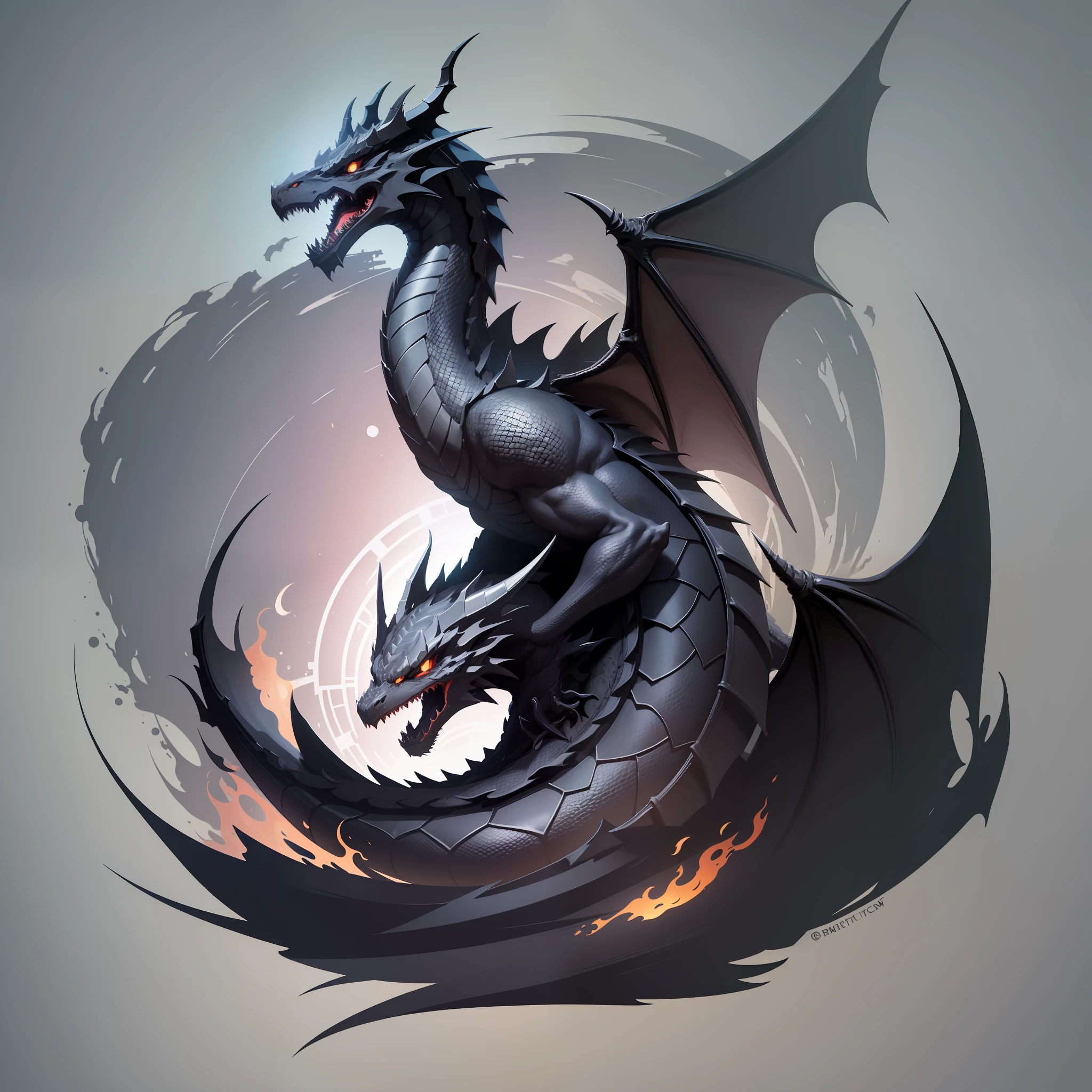 Simple logo, Dragon, Black dragon silhouette, vector