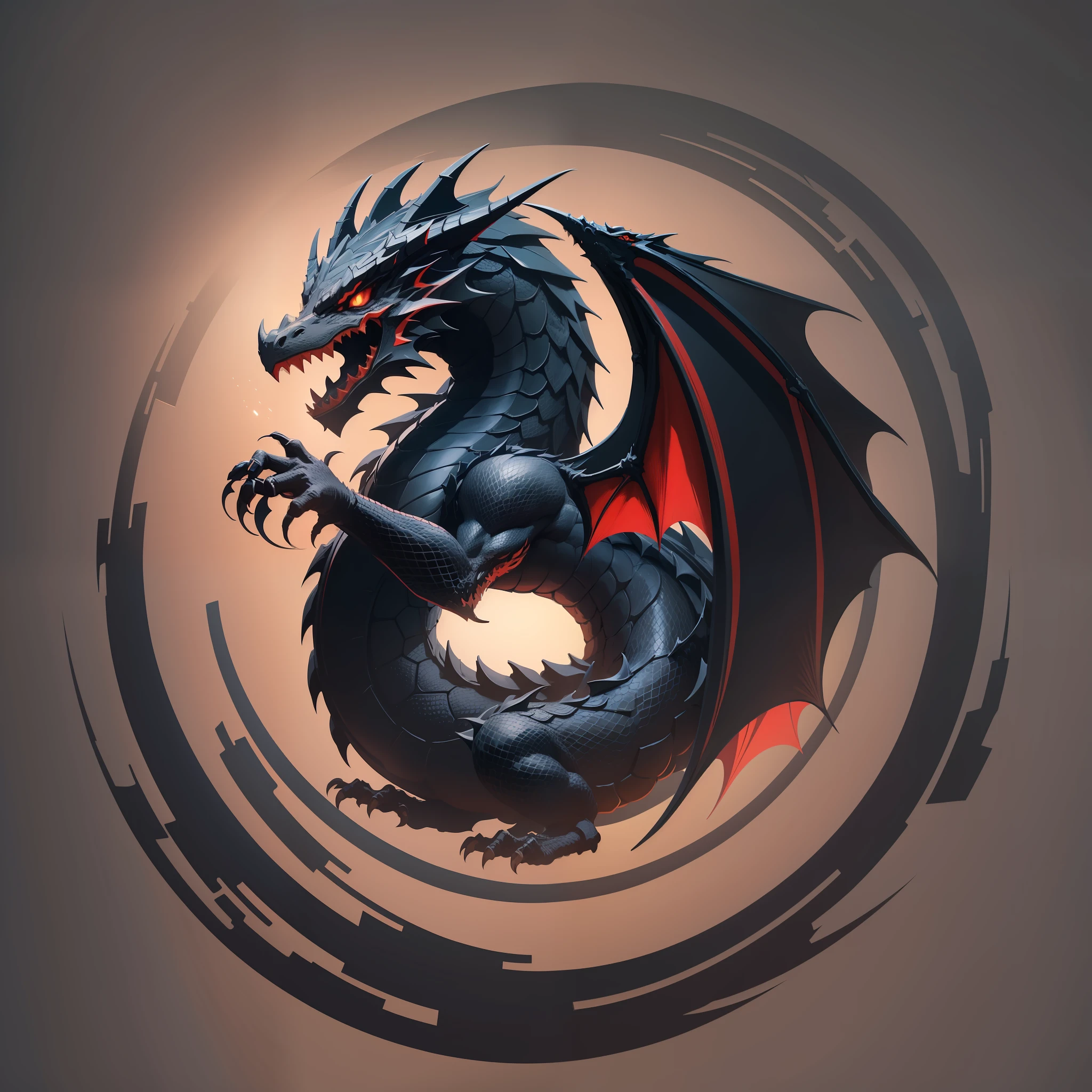 Simple logo, Dragon, Black dragon silhouette, vector