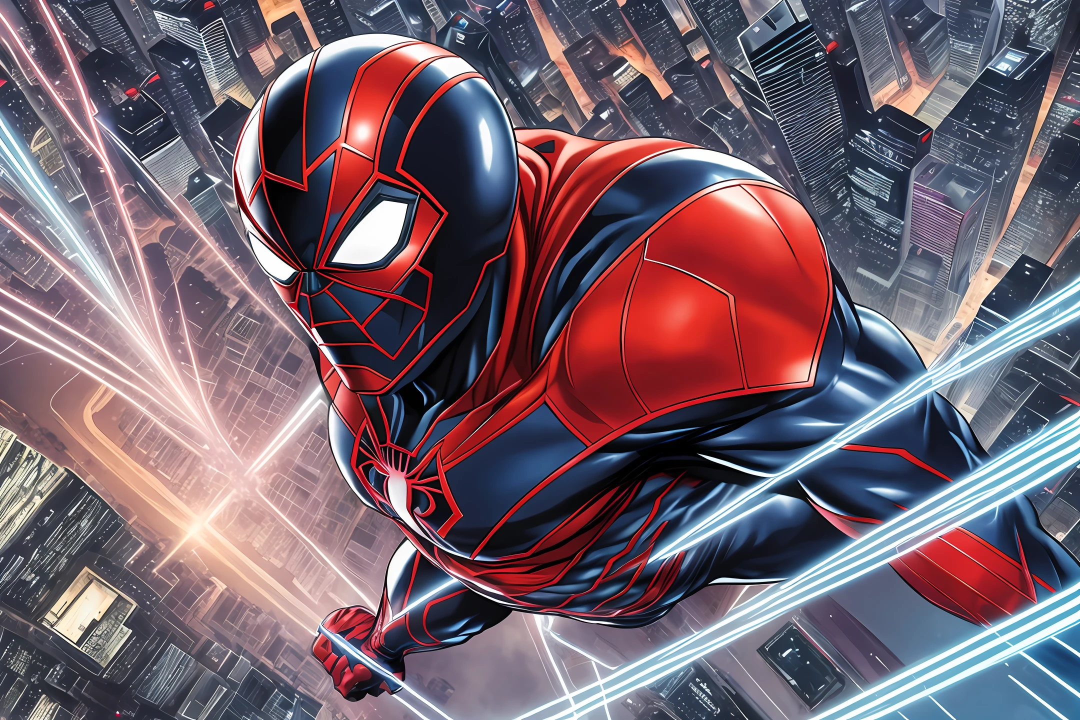 Homem aranha de 2099  em cima de um telhado --auto --s2