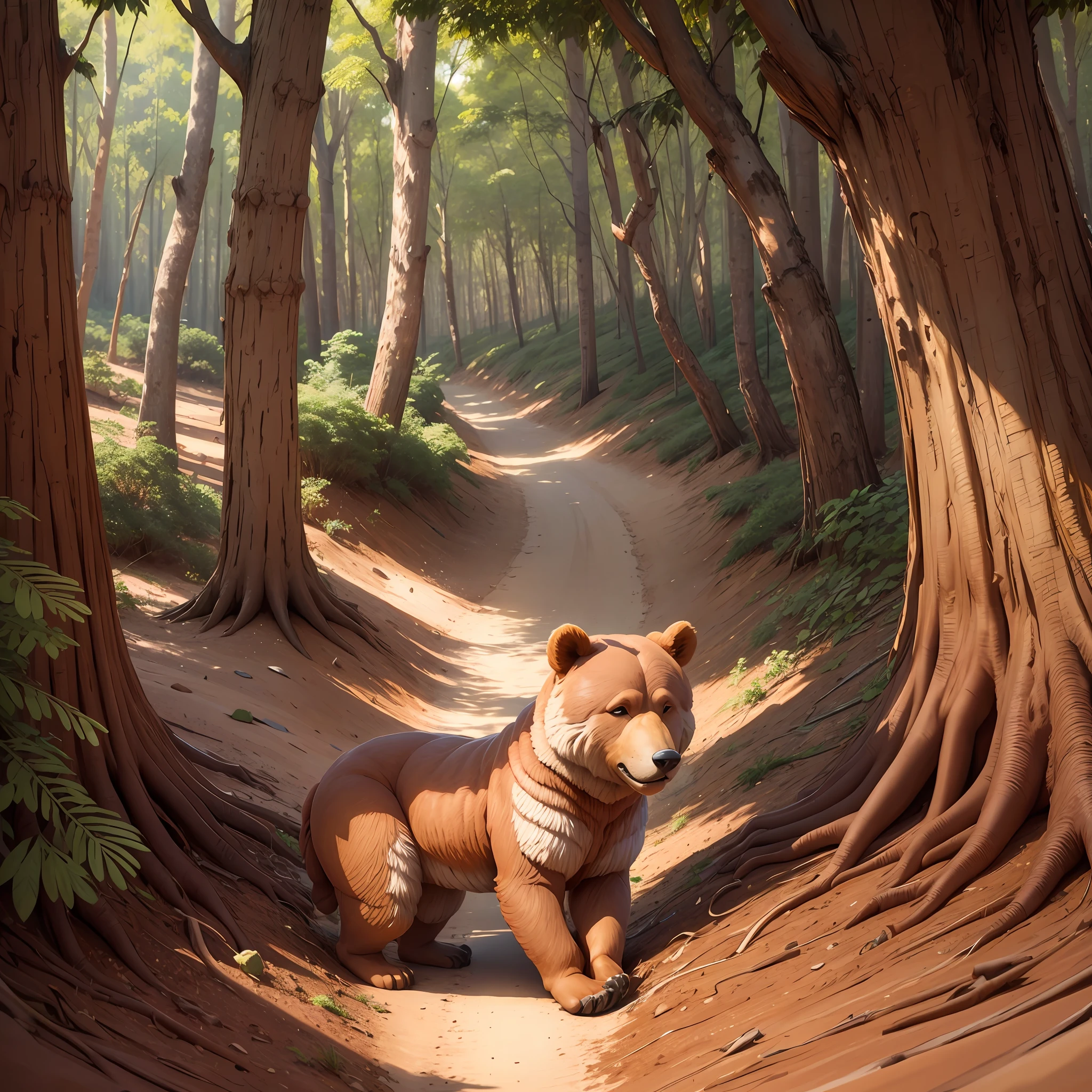 urso marrom no meio do deserto