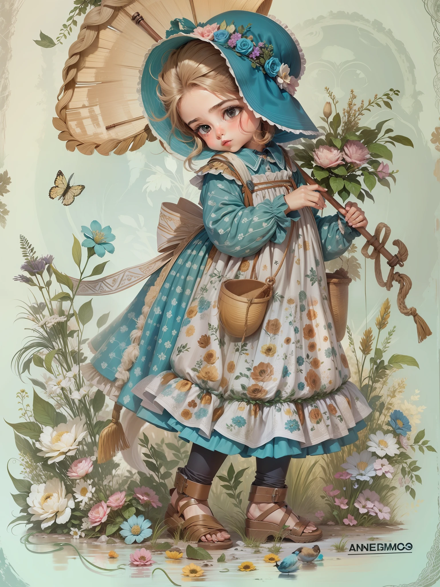 Uma linda menina de tempos antigos.