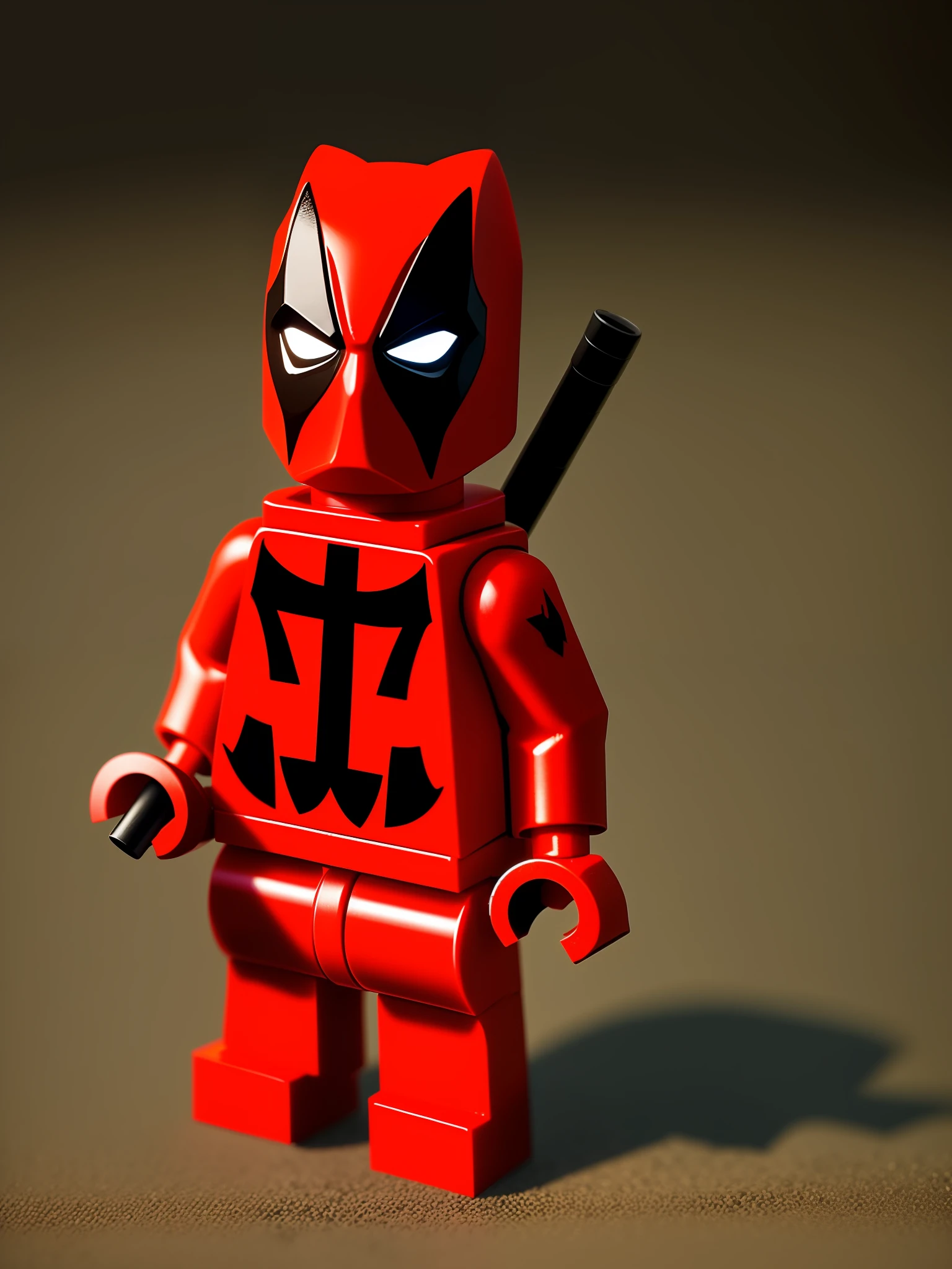 LEGO-style, Cinematic shot of cute realistic deadpool, cercado por fogo, sem costura, epic, cinematic, detalhes intrincados, premiado, great lighting, sombreamento, alta qualidade, detalhado