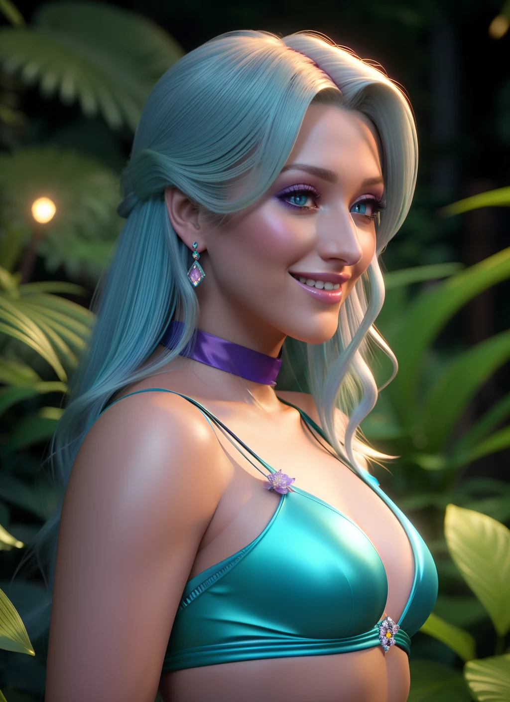 Sunlight ultra-pro photo reflex Fujifilm XT3 "Cerisier" Christina Aguilera "beaux yeux opale turquoise Lazuli" posing from behind for the photo, open smile screaming teeth 27 years old skin pure face clean emotional appreciate expression revealing seductive suave pronounced voluminous anatomy athlete shape symmetry open navel hairy revealing under-clothing silk satin leather thick fur spinel diamond kunzite ornate indigo lazuli ruby onix turquoise tourmaline complex Jungle walking composition among fireflies UHD gardens 16k Ultra octane rendering "Unreal Engine 5" ultra-Ultra Realism-Ultra Precise-Ultra details-Ultra Quality-Ultra Resolution-Ultra textured-realist maximalist totalist perfectionism DSLR bright colors "Ghibli Studio"