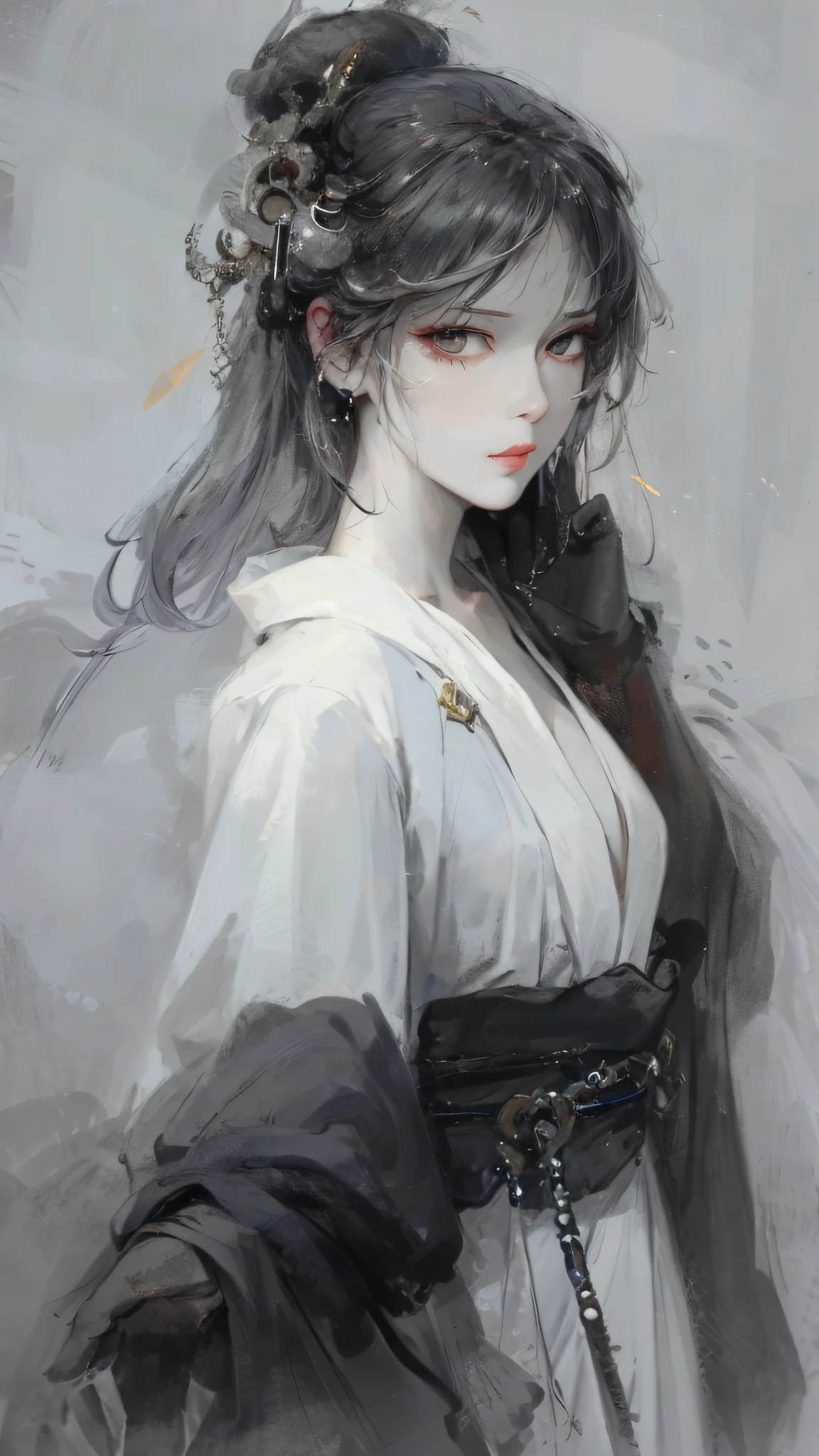 a close up of a woman with white hair and a white mask, beautiful character painting, guweiz, artwork in the style of guweiz, white haired deity, by Yang J, epic exquisite character art, stunning character art, by Fan Qi, by Wuzhun Shifan, guweiz on pixiv artstation