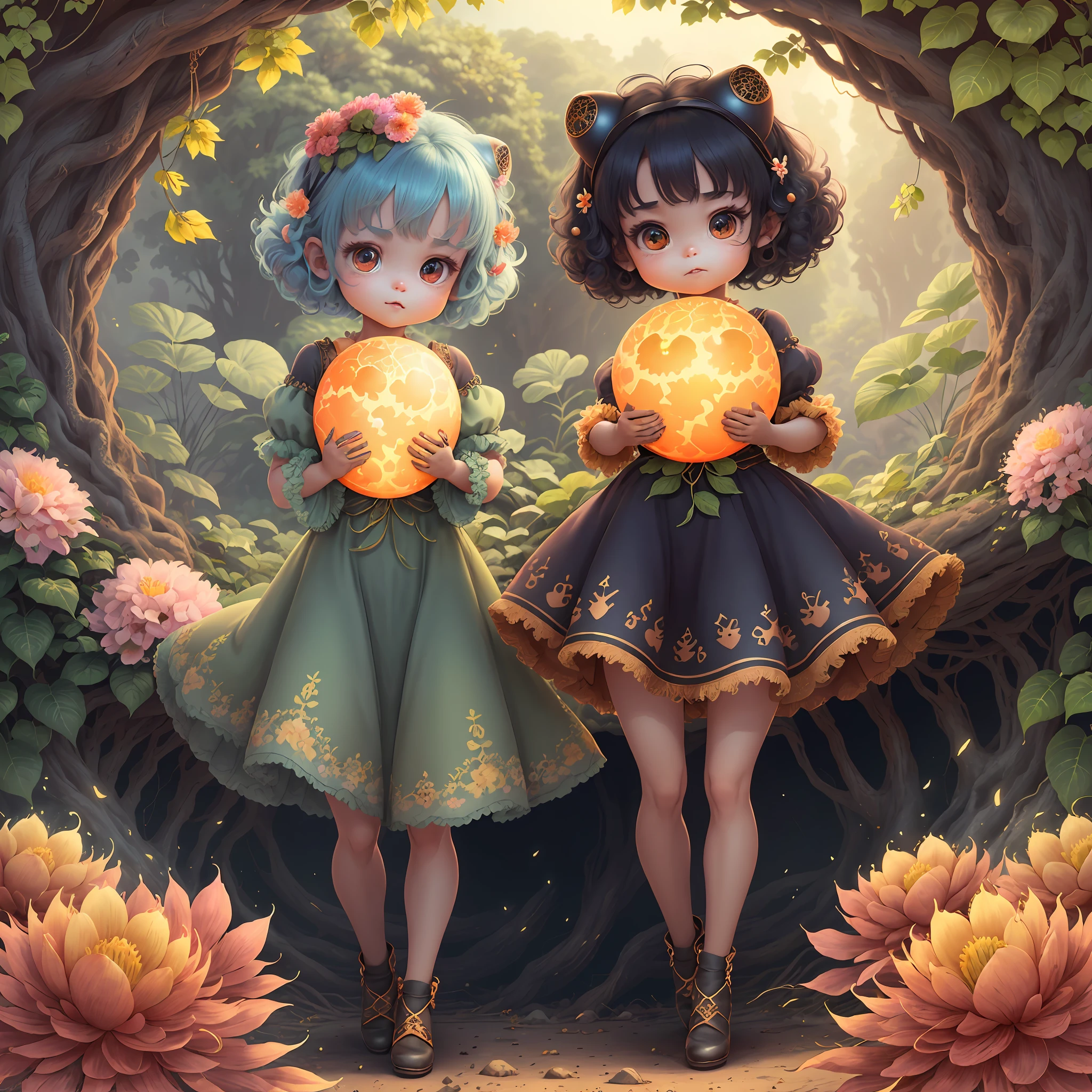 (extremely cute and delicate CG illustration, ultra-detailed and ultra-high quality), best illumination, best shadow, an extremely cute and adorable cu73cre4ture (agama), with big round eyes and a small cute mouth, small horns on its head, vibrant and vivid colors, dynamic angle, dynamic pose, floating, in a magical and enchanting place, with lush vegetation and vibrant flowers.