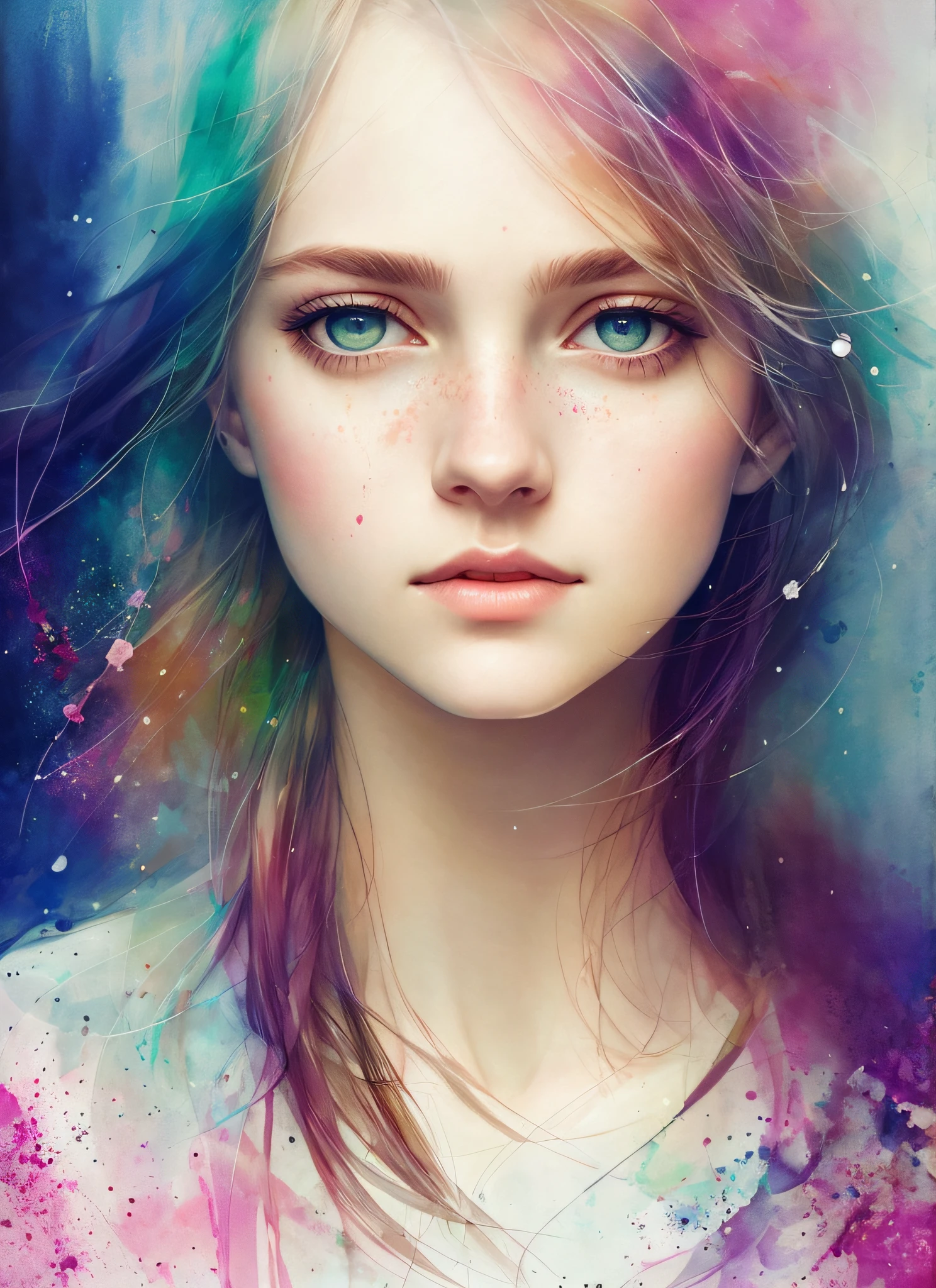 a woman by agnes cecile, luminous design, pastel colours, ink drips, autumn lights