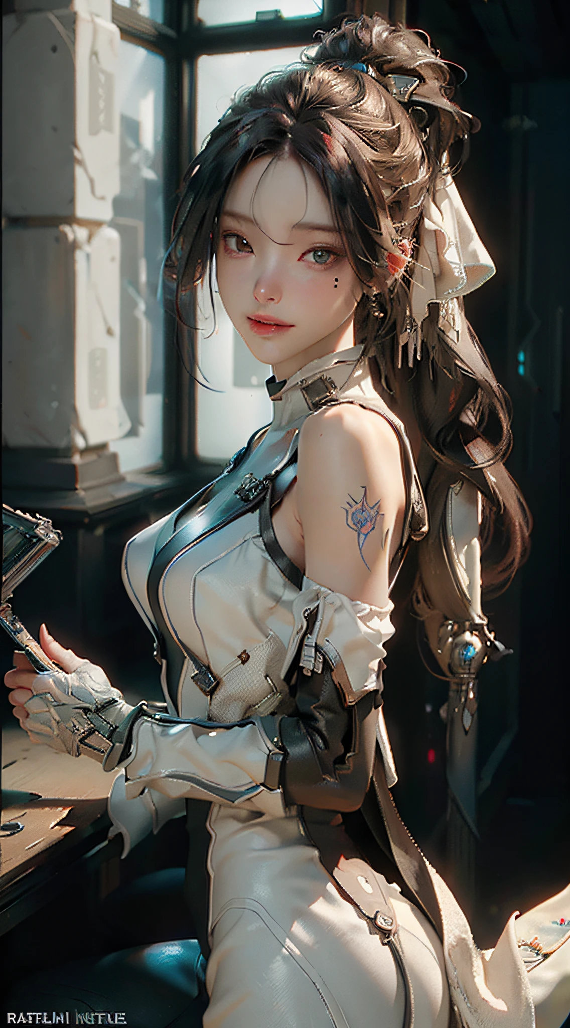 ((Best quality)), ((masterpiece)), (detailed:1.4), 3D, an image of a beautiful cyberpunk female,HDR (High Dynamic Range),Ray Tracing,NVIDIA RTX,Super-Resolution,Unreal 5,Subsurface scattering,PBR Texturing,Post-processing,Anisotropic Filtering,Depth-of-field,Maximum clarity and sharpness,Multi-layered textures,Albedo and Specular maps,Surface shading,Accurate simulation of light-material interaction,Perfect proportions,Octane Render,Two-tone lighting,Wide aperture,Low ISO,White balance,Rule of thirds,8K RAW,