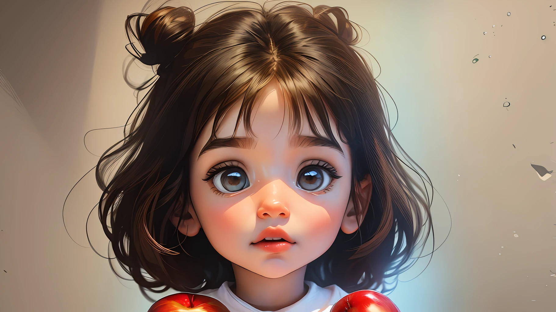 Imagem de uma menina,child, holding 2 apples --auto --s2