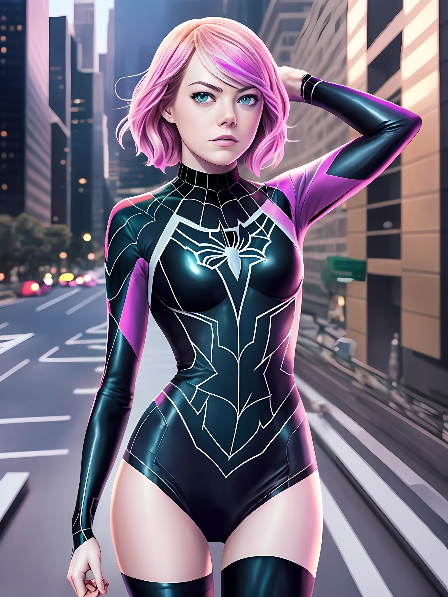 Emma Stone como Spidergwen realista foto 4k --auto --s2