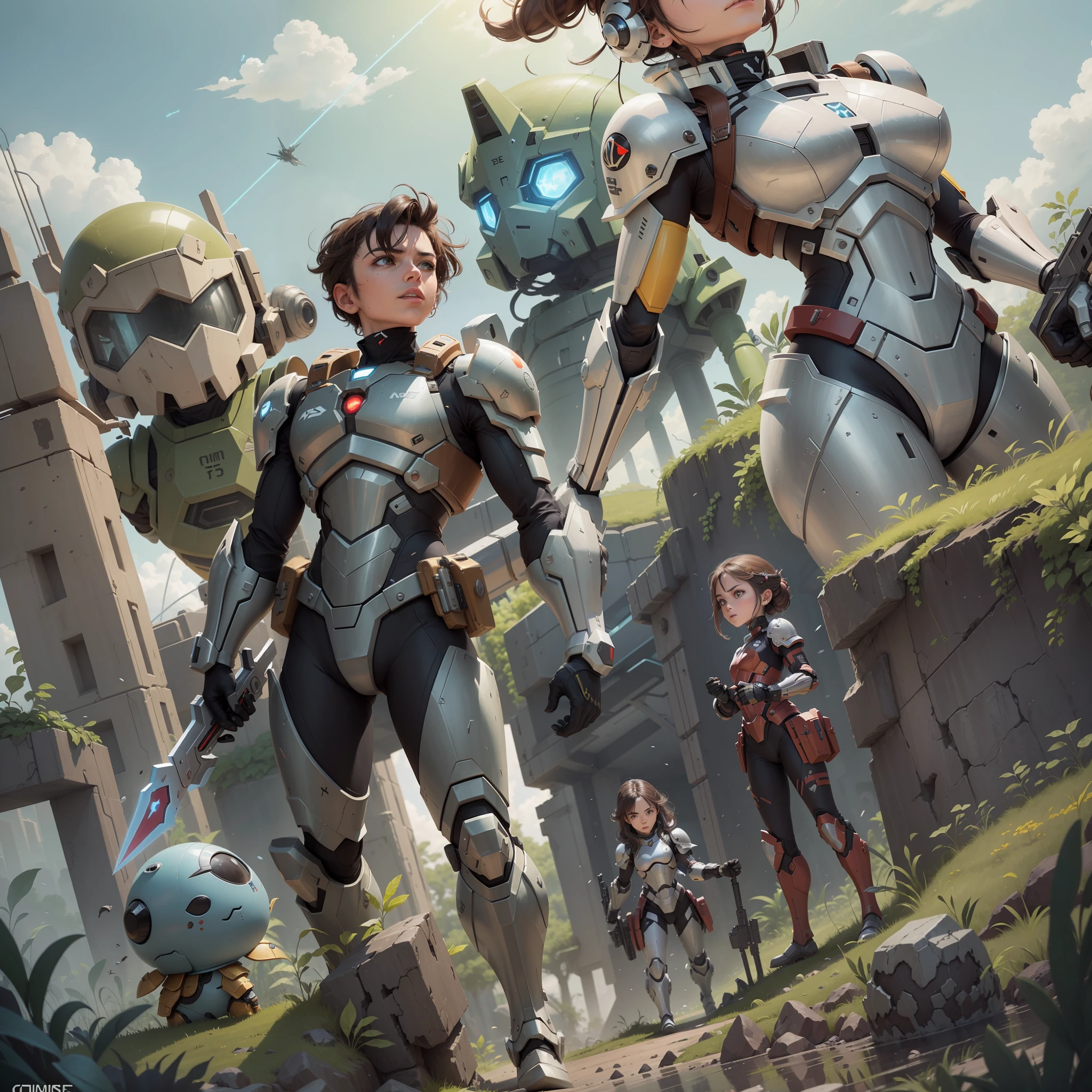 In the vastness of a battlefield in a futuristic setting, The scene depicts an epic confrontation between a lone hero and an army of clones. The clones are numerous, seeming to extend to infinity, cada um deles usando uma armadura distintamente personalizada.
Clones wear technological armor, each with a unique aesthetic. Some have heavy armor, robustas e imponentes, fornecendo-Solid protection for them.The scene is a whirlwind of frenetic action, with energy blasts and laser beams crisscrossing the battlefield. The Lone Hero, em contraste com os clones uniformizados, se destaca. His armor is adorned with elaborate details and distinctive colors.
The Hero, enfrenta o mar de clones. Postura firme e confiante, He wields an advanced weapon. The surrounding landscape is littered with debris, Craters and explosions. The sky is filled with dark clouds, Chaotic and intense war environment.
