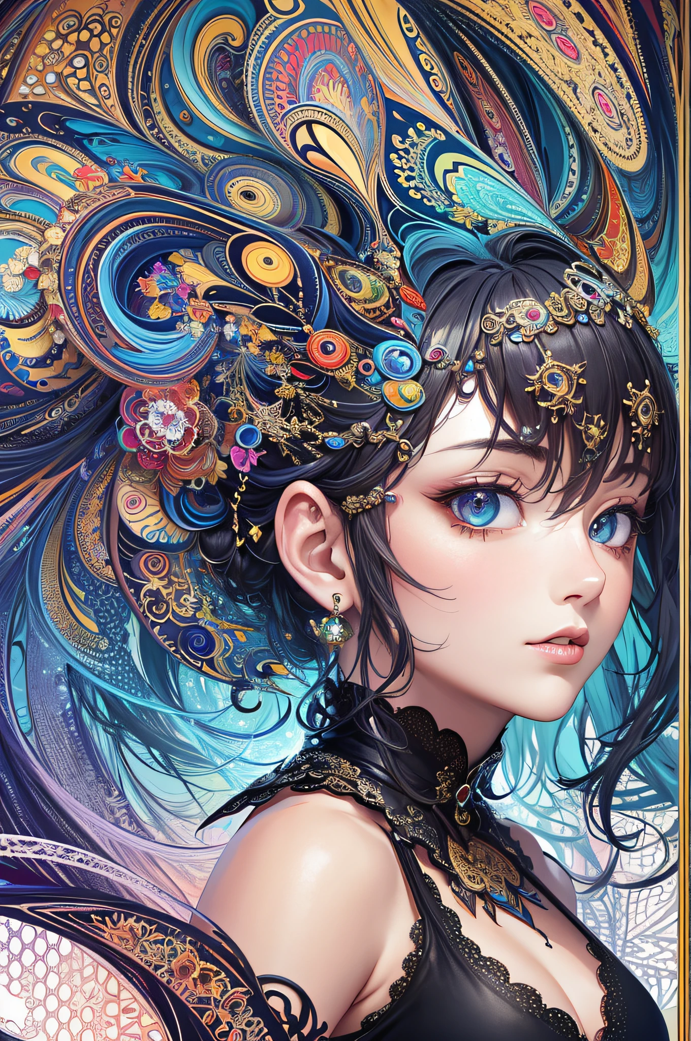 (masterpiece, top quality, best quality, official art, beautiful and aesthetic:1.2), (1girl), extreme detailed,(fractal art:1.3),colorful,highest detailed