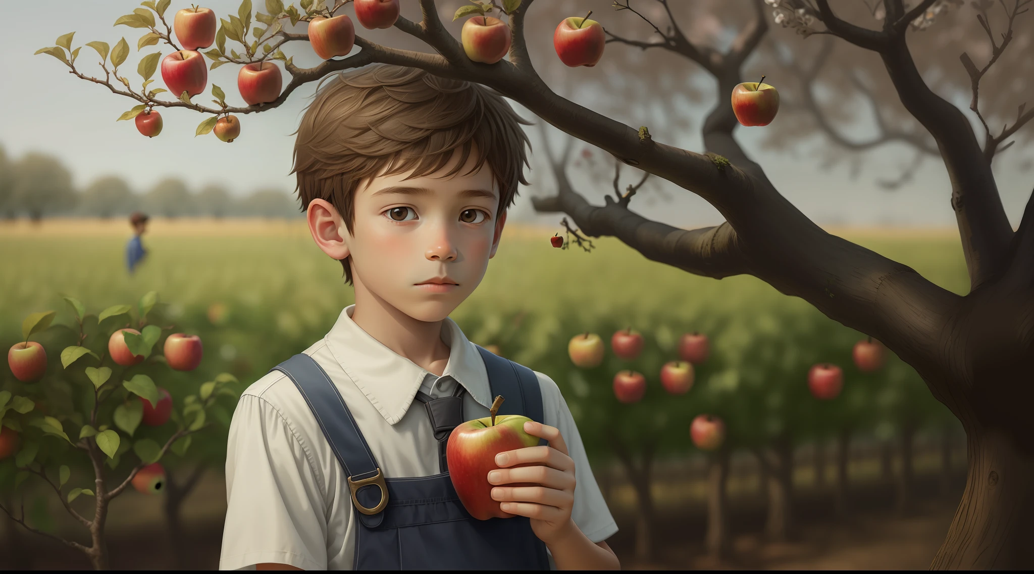 Boy with apple tree
