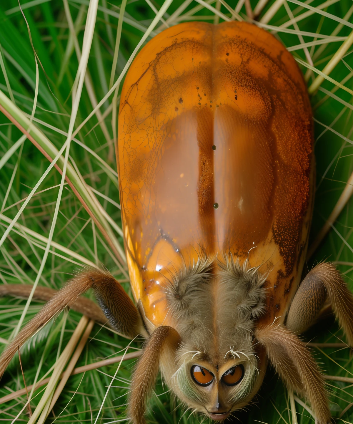 Aranha peluda com um buceta nas costas