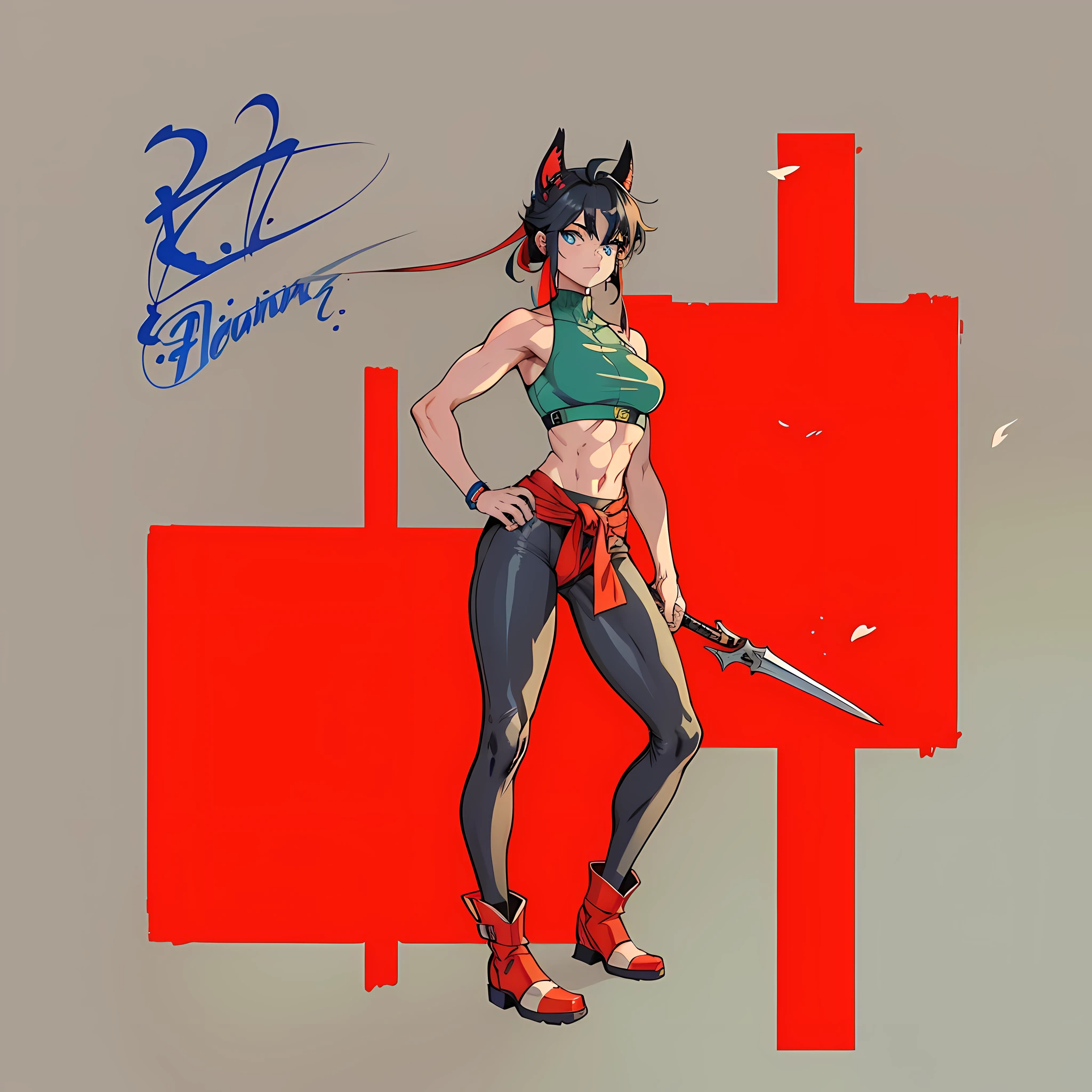 combining the Guilty Gear style with the artistic influence of Yusuke Murata, The character is a 17-ano-idoso, imponente com sua altura de 1,85 metros. Your skin displays a pale, Tom contrastante, enquanto o seu profundo, Piercing eyes convey a fierce determination. His body is sculpted and athletic, Revealing Muscles Well-definidos e tonificados. Each anatomical trait is meticulously represented, giving a sense of realism and strength. Ele veste uma camisa preta, adornada com detalhes em azul, whose short sleeves flow elegantly down to the shoulders. The collar of his shirt wraps around his neck, exibindo um distintivo entalhe em formato de "Em", acrescentando um toque de estilo ao seu visual. His pants have a greyish blue hue, complementando perfeitamente a cor predominante da camisa. Para completar o conjunto, He wears detailed boots in a black hue, whose laces are embodied by a contrasting blue hue, conferindo uma interessante harmonia ao traje. A workout band is expertly tied around your waist, acrescentando um elemento adicional ao seu visual. Seus cabelos negros, remnants of the night darkness, flow freely up to the shoulders, evocando um dinamismo impressionante quando acariciados pela brisa. His face displays a serious and defiant expression, conveying a ruthless determination. Your hands, envoltas por luvas negras adornadas com detalhes dourados, further enhance the strength and power contained in their fists. Your muscles, meticulosamente delineados e esculpidos, reveal their vigorous physical fitness. A capa retrata o protagonista em uma pose frontal, with your gaze fixed directly on the camera, amplifying his imposing and challenging presence. Ao fundo, uma cidade movimentada ganha vida, transbordando energia, com cores vibrantes que remetem ao estilo distintivo da Mappa., melee weapons in hand