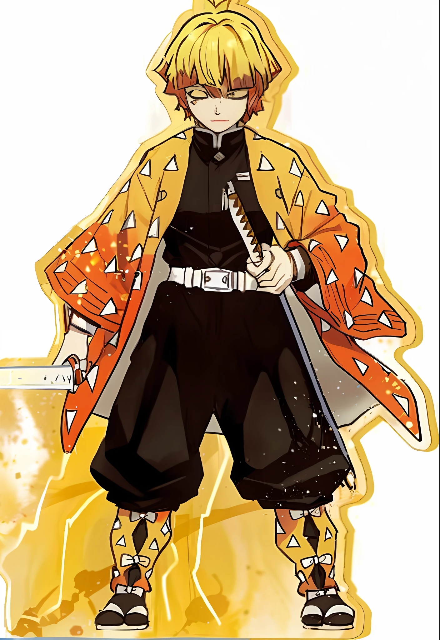 a close up of a cartoon character with a sword in his hand, cara bonito na arte demon slayer, demon slayer rui fanart, Kimetsu no yaiba, bleach manga style, manga style of kentaro miura, kentaro miura manga art style, Tsukasa Dokite, laranja - garoto anime cabelo, estilo de arte demon slayer, Akiyuki Shinbou