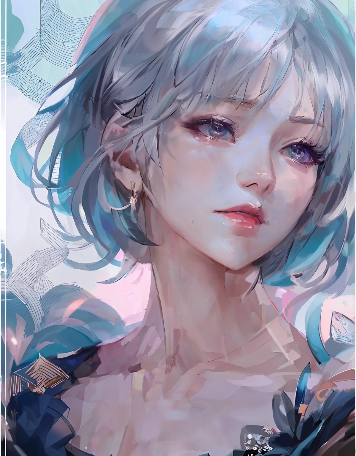DBfantasyart style, masterpiece, 1girl, a beautiful portrait of a short haired female, manhwa, highly detailed, 8K resolution, black dress {an extremely delicate and beautiful}, {{{masterpiece}}},