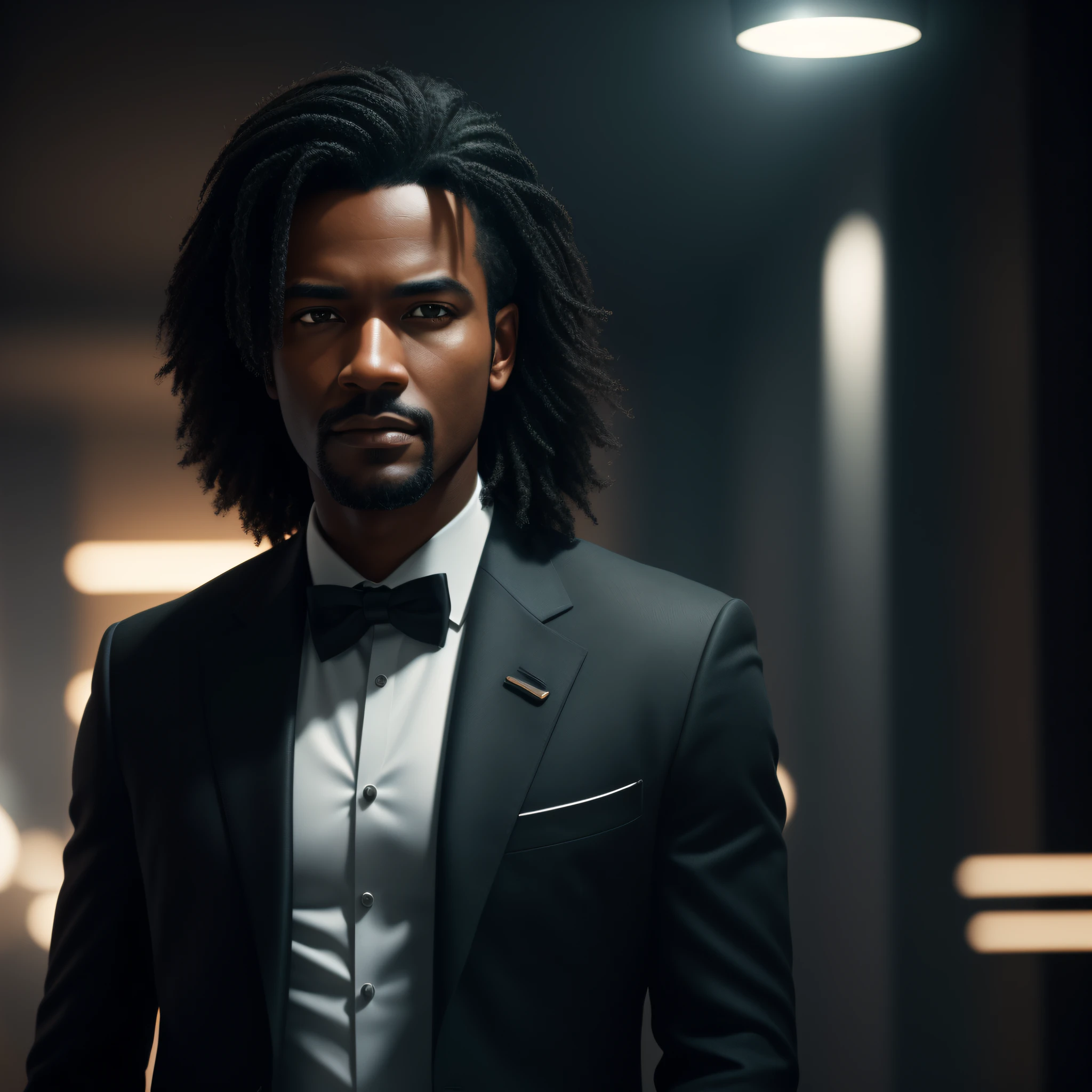 extremely detailed face, masterpiece, realistic, best quality, photorealistic, 8k, high res, standing, (looking at the camera), elegant suit, man, big black hair, ((from head to hip)))), (((a man))), by lee jeffries Nikon D850 film stock photography 4 kodak camera portra 400 lens f1.6 rich colors hyper realistic texture dramatic lighting unrealengine trending on artstation cinestill 800