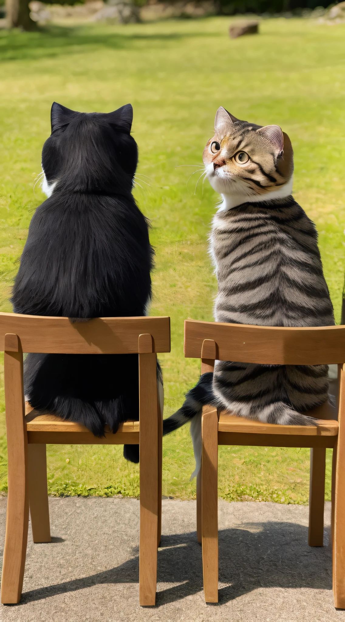 Looking at two sitting Scottish Folds from diagonally behind