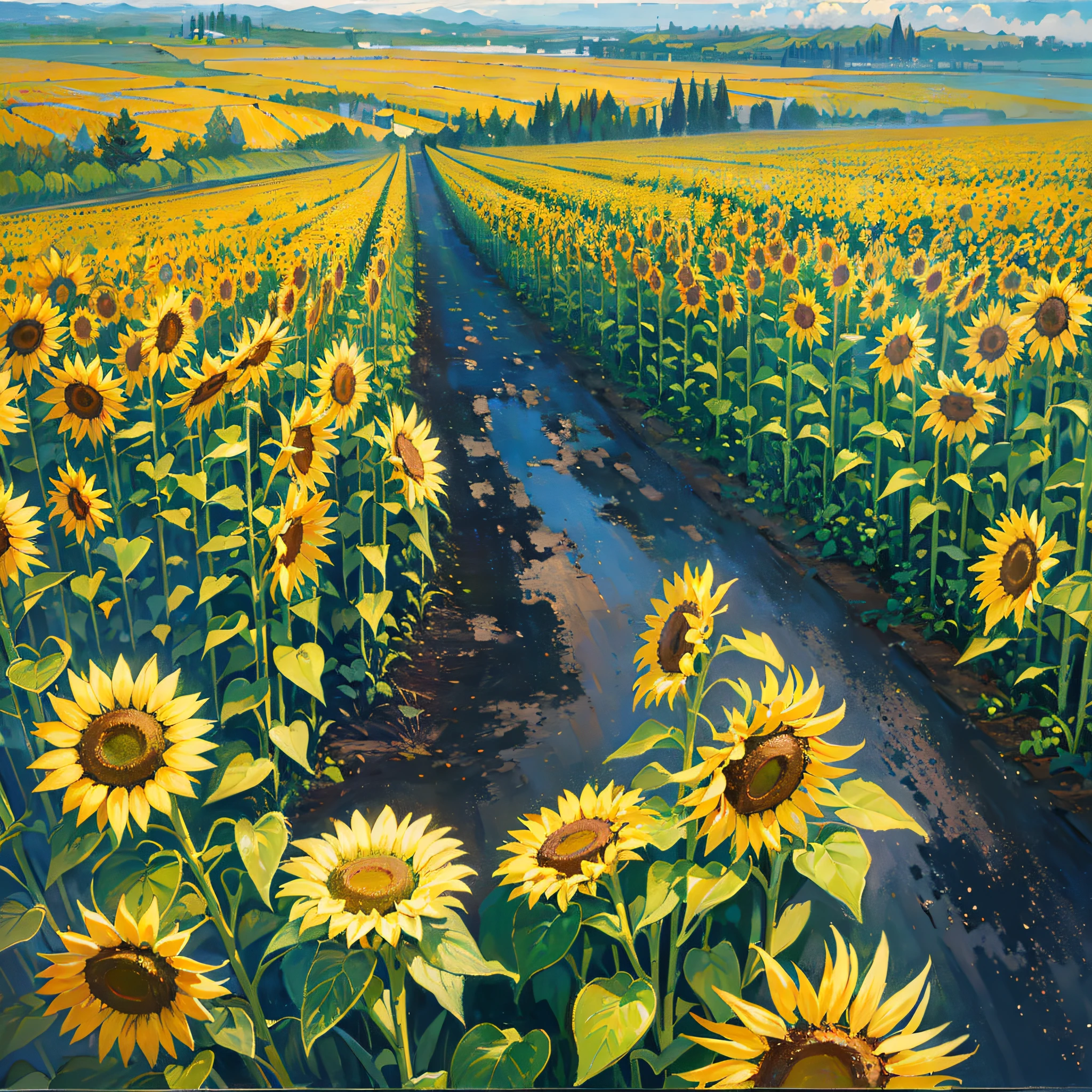 Starry Night over the Field of Sunflowers" It is a work that evokes a sense of wonder and mystery. Van Gogh manages to convey his passionate connection to nature and his worldview through his unique interpretation of reality. This painting captures the spirit of the artist and his ability to transform everyday observation into a visually and emotionally impactful experience. --auto --s2