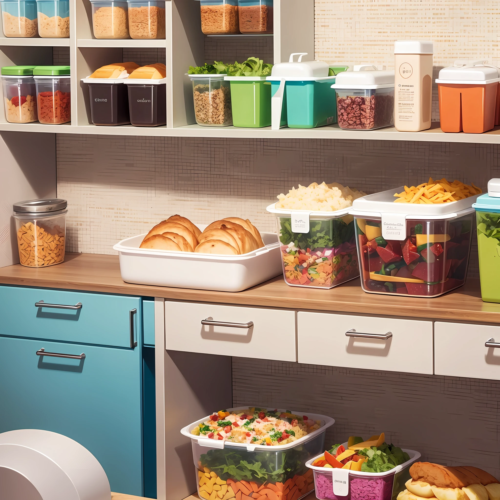 Uma cozinha bem organizado com produtos tupperware --auto --s2