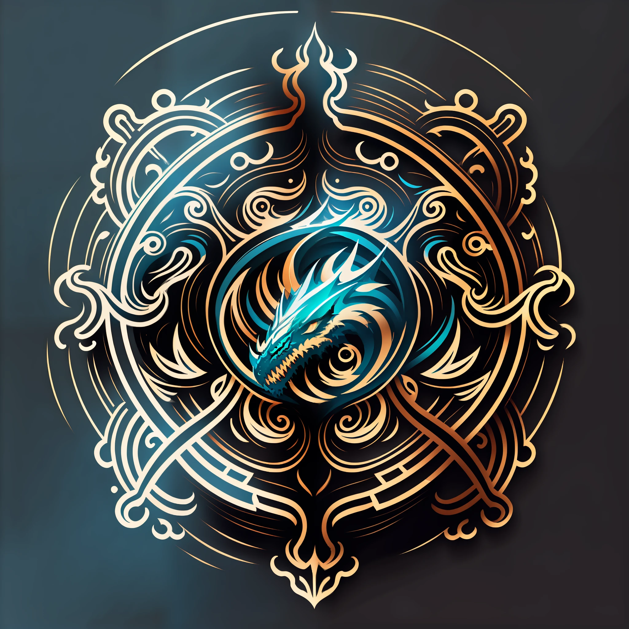 dragon shilhohette, Black dragon, 2D, logo, circular shape, vector, line art, design, inspiration, straight, symmetry, minimalist