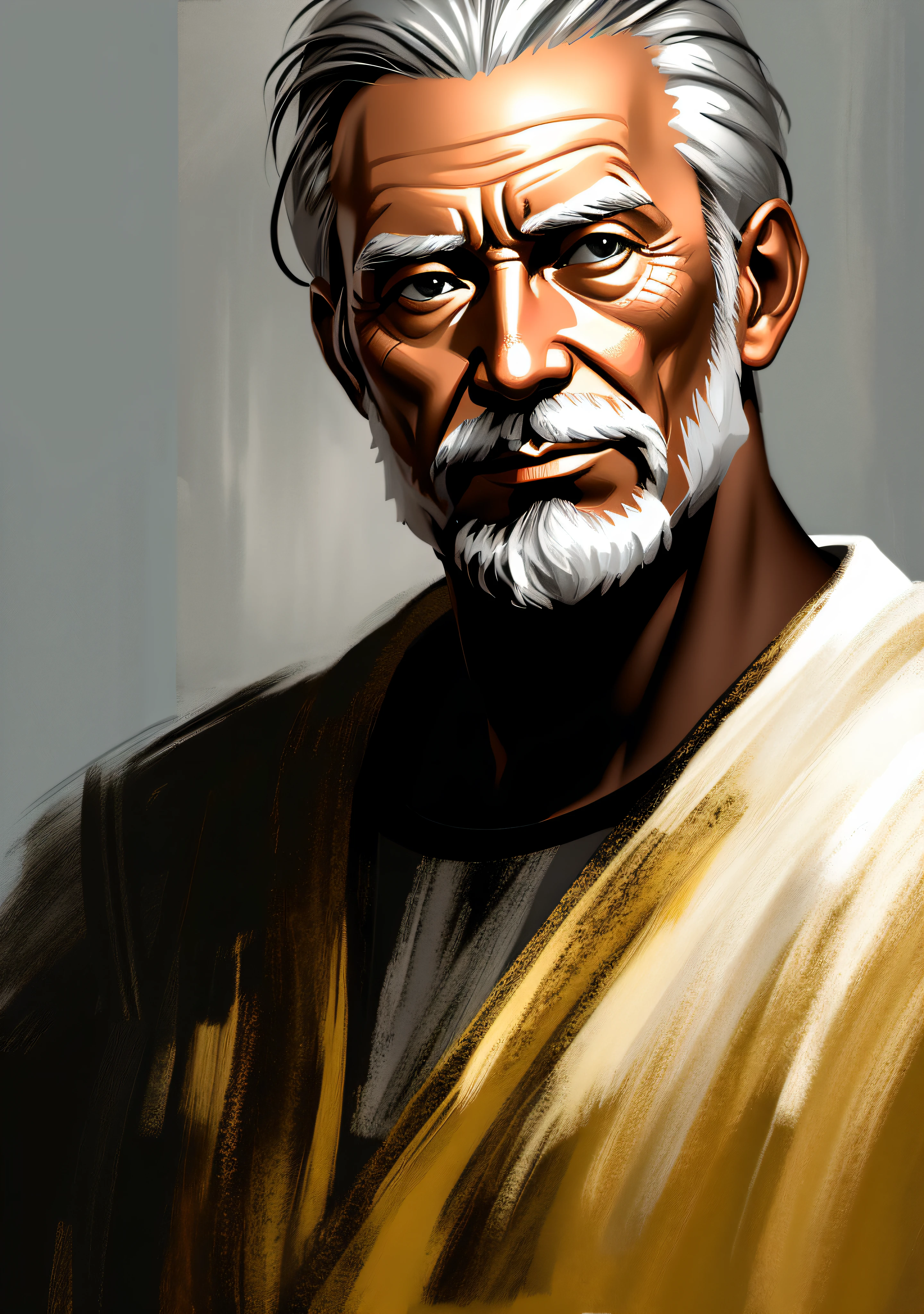 epic realistic, high-quality artwork of a oldman, rough brush strokes