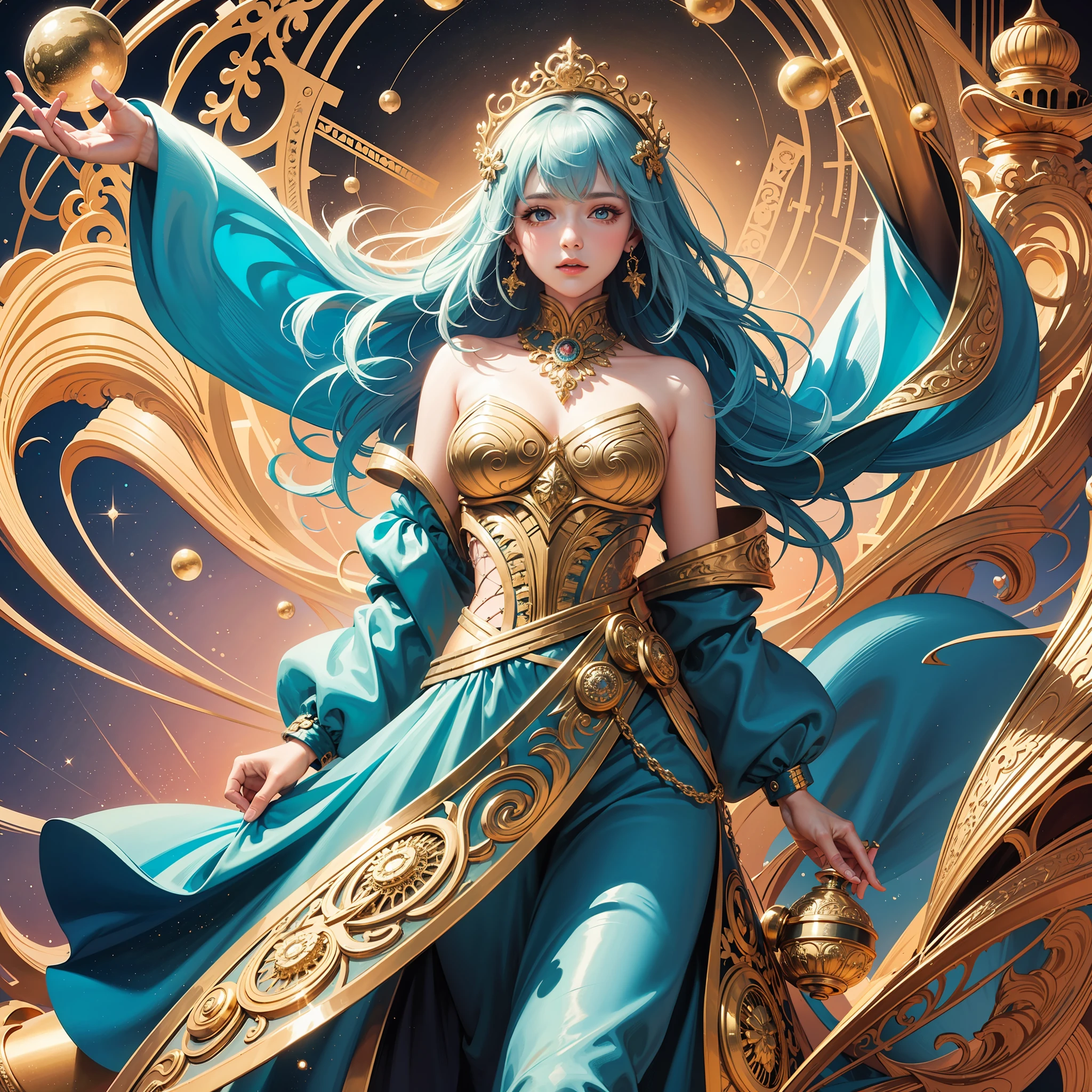 PerfectNwsjMajic,(masterpiece, top quality, best quality, official art, beautiful and aesthetic:1.2), (1girl), extreme detailed,colorful,highest detailed, official art, unity 8k wallpaper, ultra detailed, beautiful and aesthetic, beautiful, masterpiece, best quality, (zentangle, mandala, tangle, entangle) ,holy light,gold foil,gold leaf art,glitter drawing,