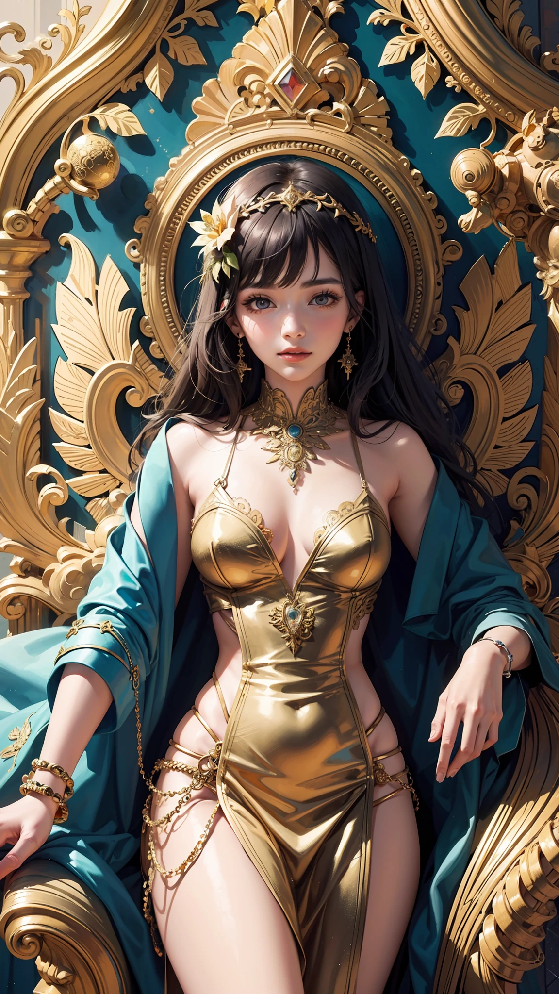 PerfectNwsjMajic,(masterpiece, top quality, best quality, official art, beautiful and aesthetic:1.2), (1girl), extreme detailed,colorful,highest detailed, official art, unity 8k wallpaper, ultra detailed, beautiful and aesthetic, beautiful, masterpiece, best quality, (zentangle, mandala, tangle, entangle) ,holy light,gold foil,gold leaf art,glitter drawing,