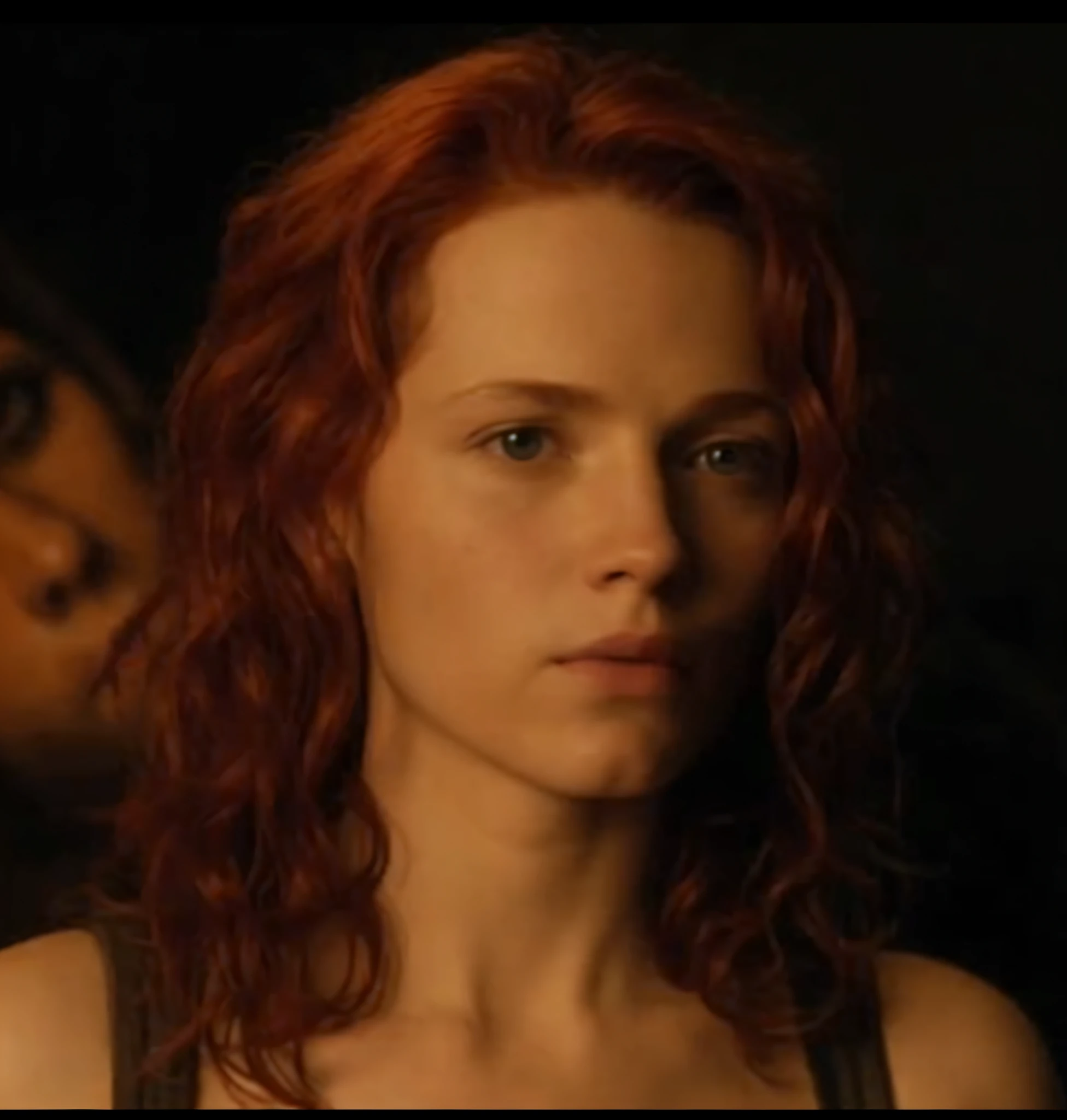 a close up of a woman with red hair and a man, still from a fantasy movie, screenshot from a movie, still frame from a movie, shot from danis villeneuve movie, still from the movie the arrival, film still dnd movie, film still dnd, scene from a movie, a still of an ethereal, kvothe from name of the wind --auto --s2