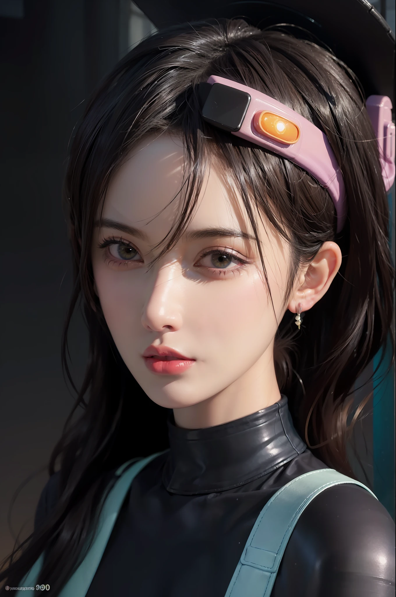Woman portrait on street in style of stefan kostic, Andre Kertesz, Masamune Shirow, illustration, cartoone, artstation, synth vibe, (vaporwave colors), moody lighting, moody vibe, telephoto, (90s vibe), blurry background, tranquil, calm, faded