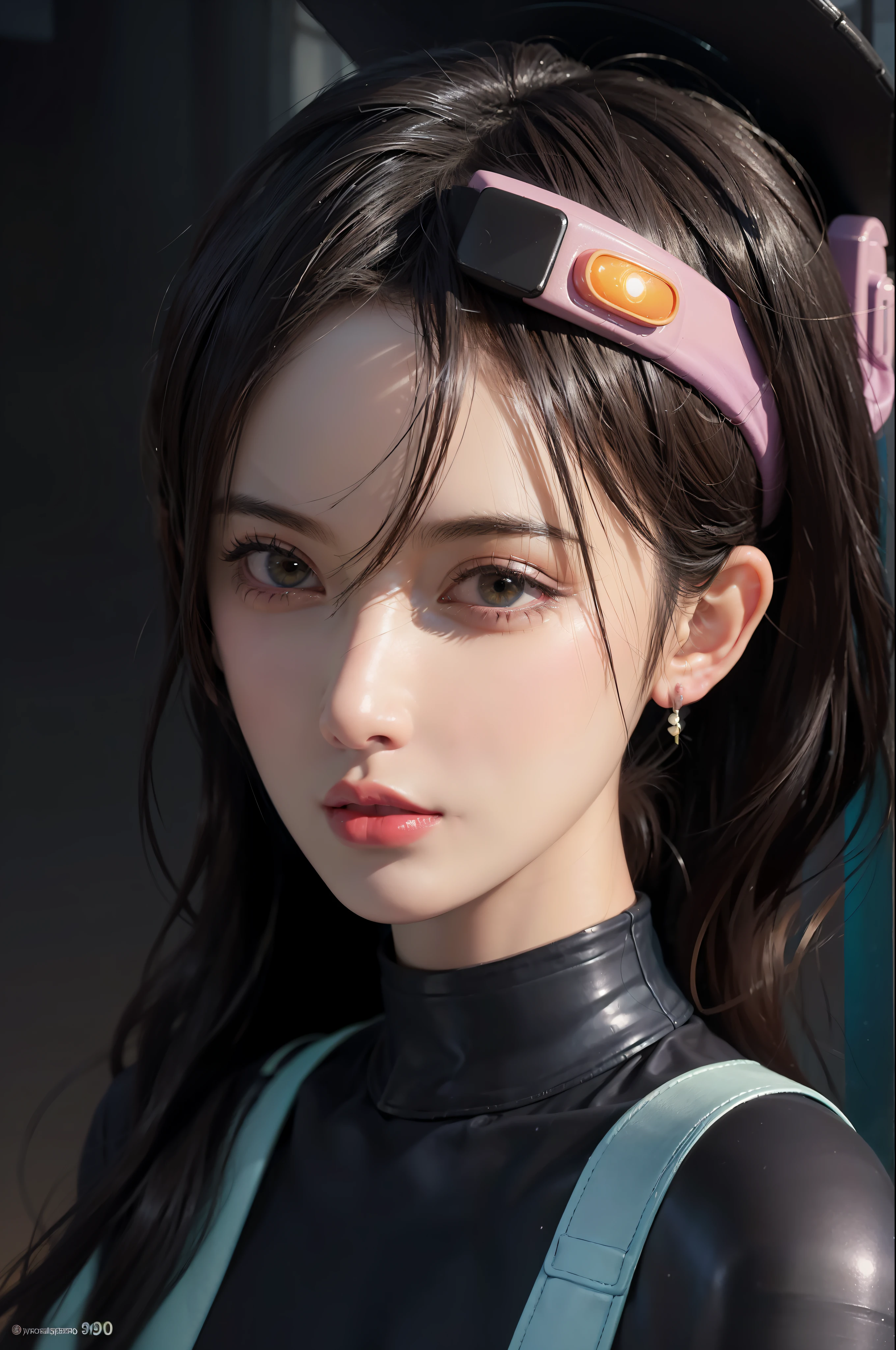 Woman portrait on street in style of stefan kostic, Andre Kertesz, Masamune Shirow, illustration, cartoone, artstation, synth vibe, (vaporwave colors), moody lighting, moody vibe, telephoto, (90s vibe), blurry background, tranquil, calm, faded